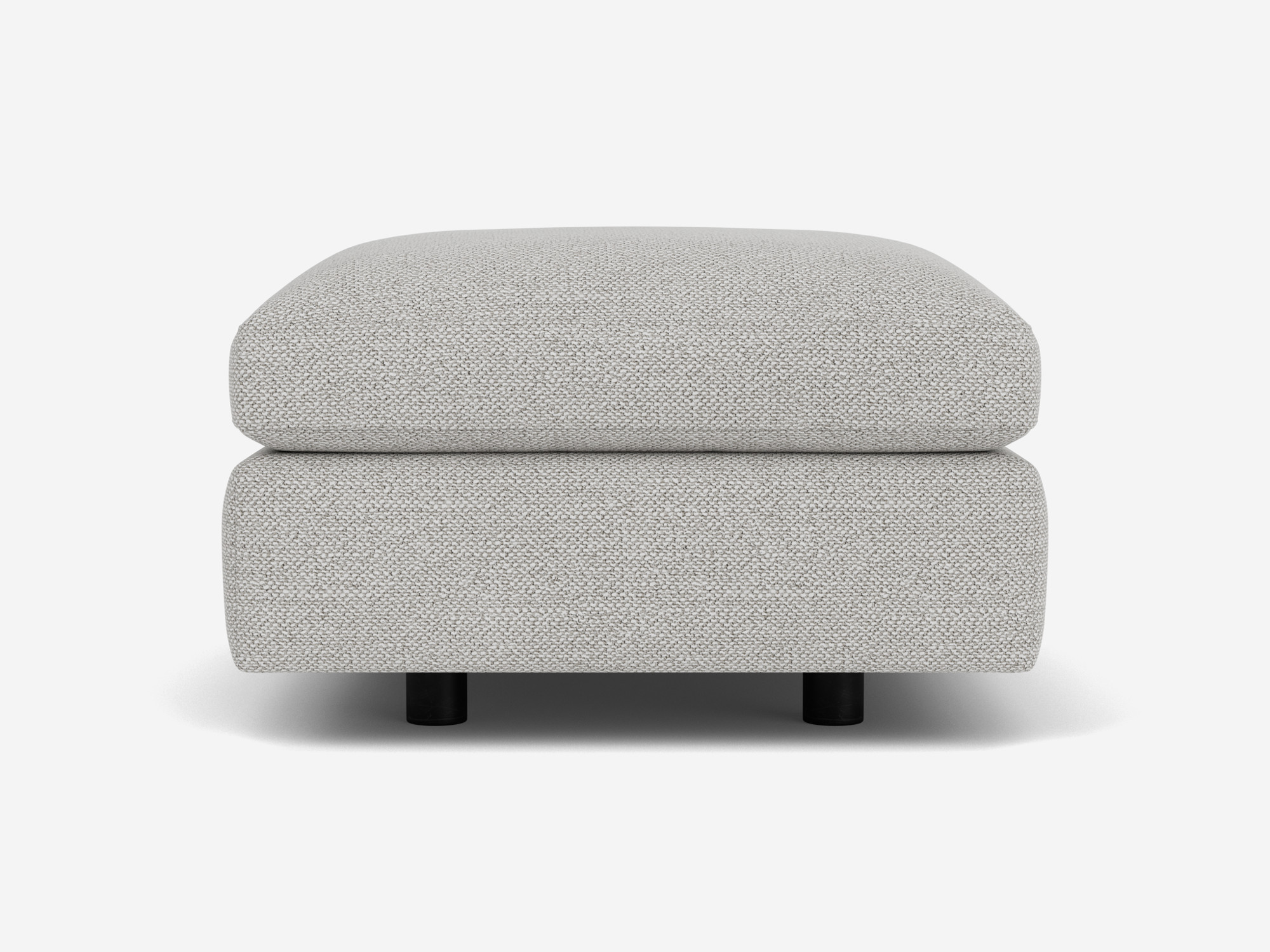 Front view of rectangular grey ottoman