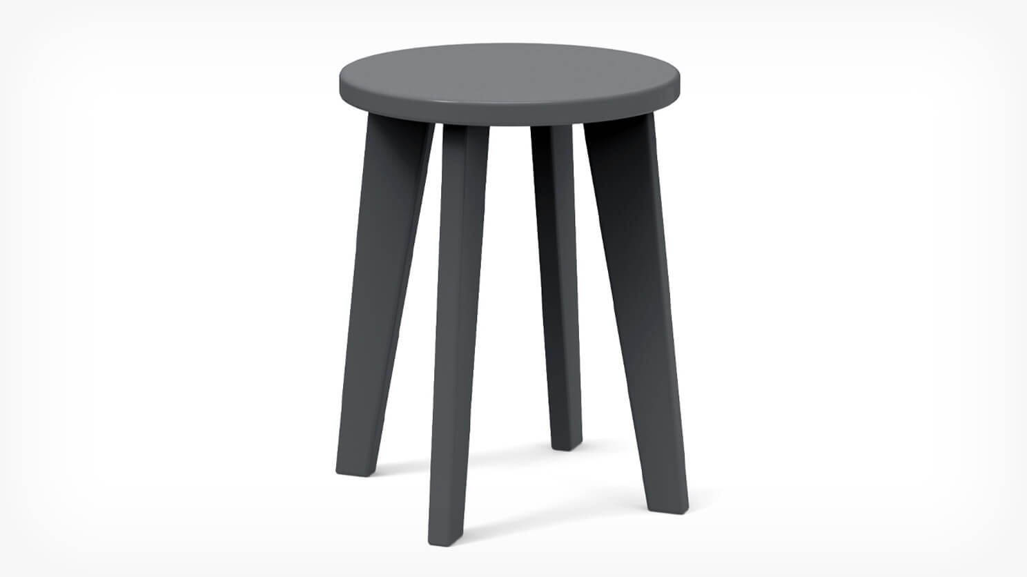 Front view of Norm patio dining stool in dark grey recycled plastic