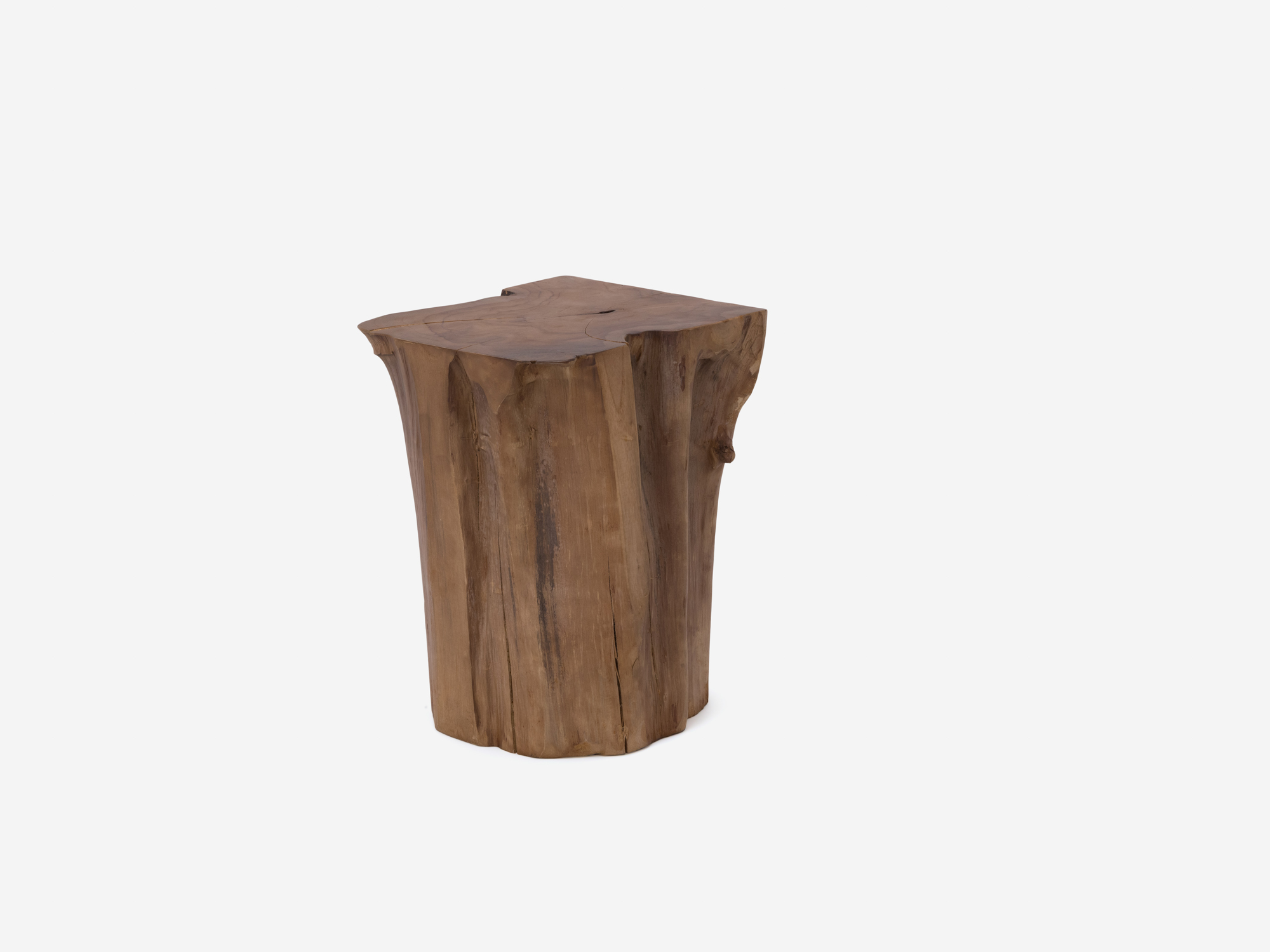 Rectangular solid teak footrest back angle view