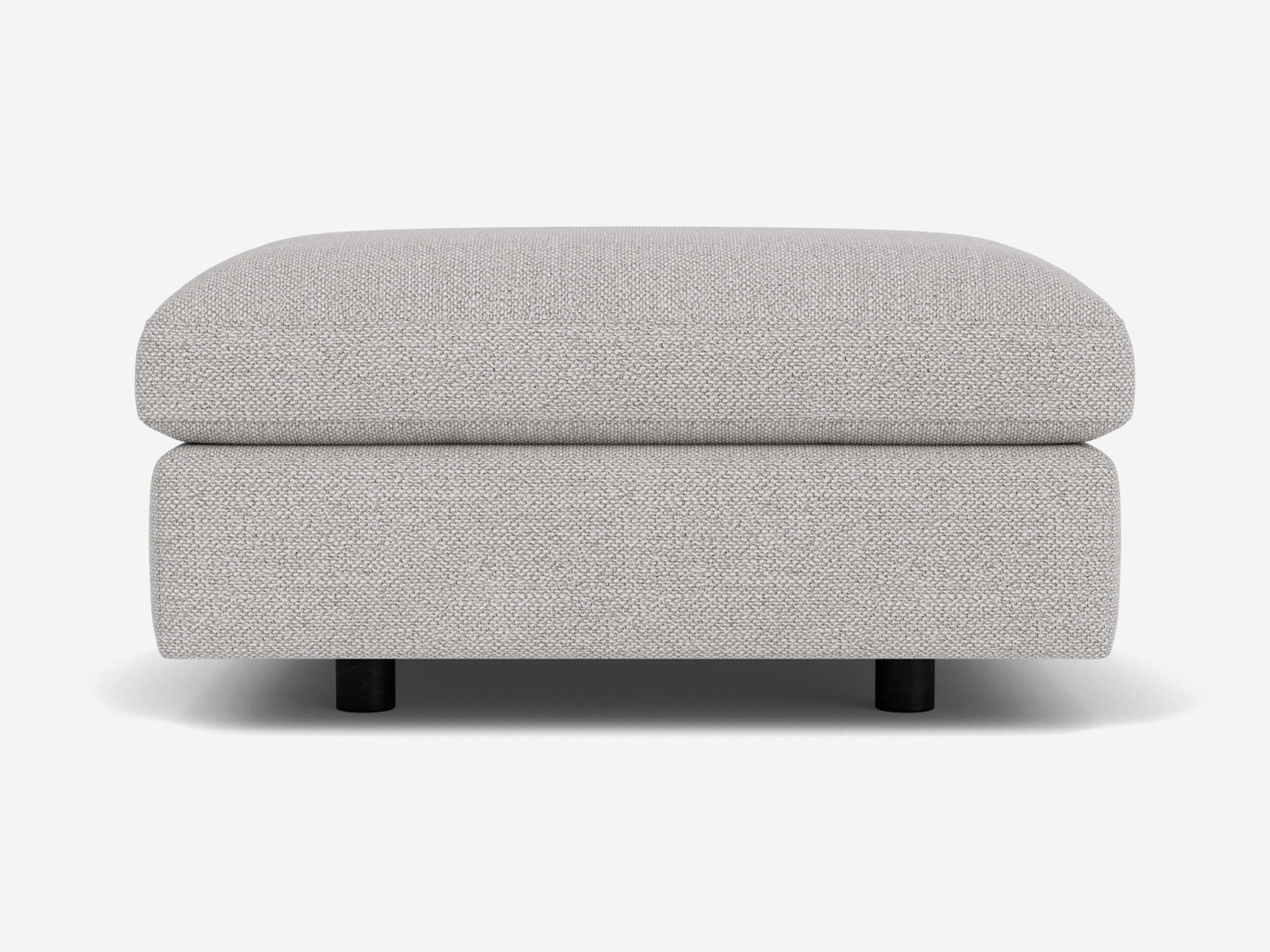 Rectangular grey ottoman left side view