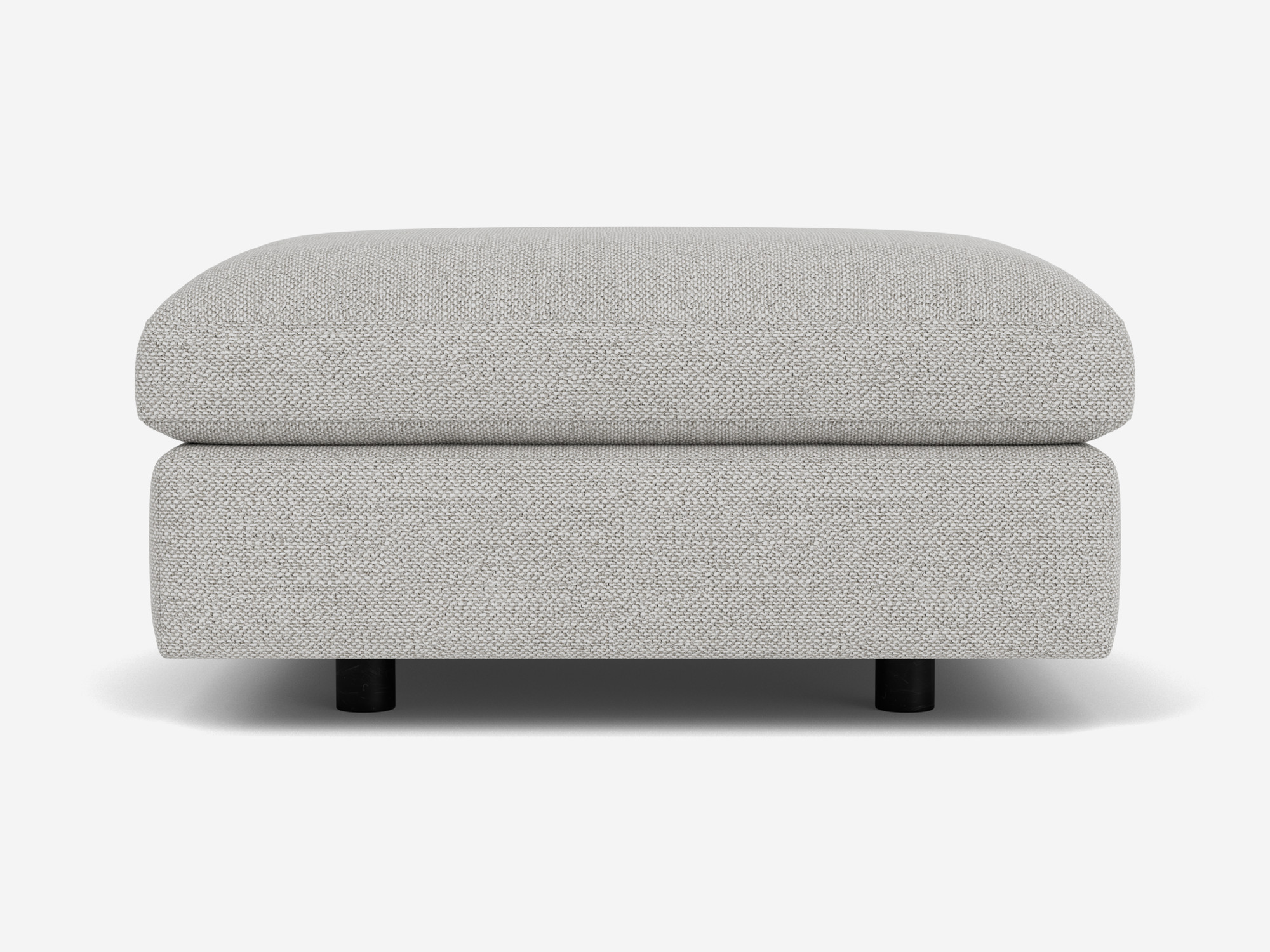 Rectangular grey ottoman left side view