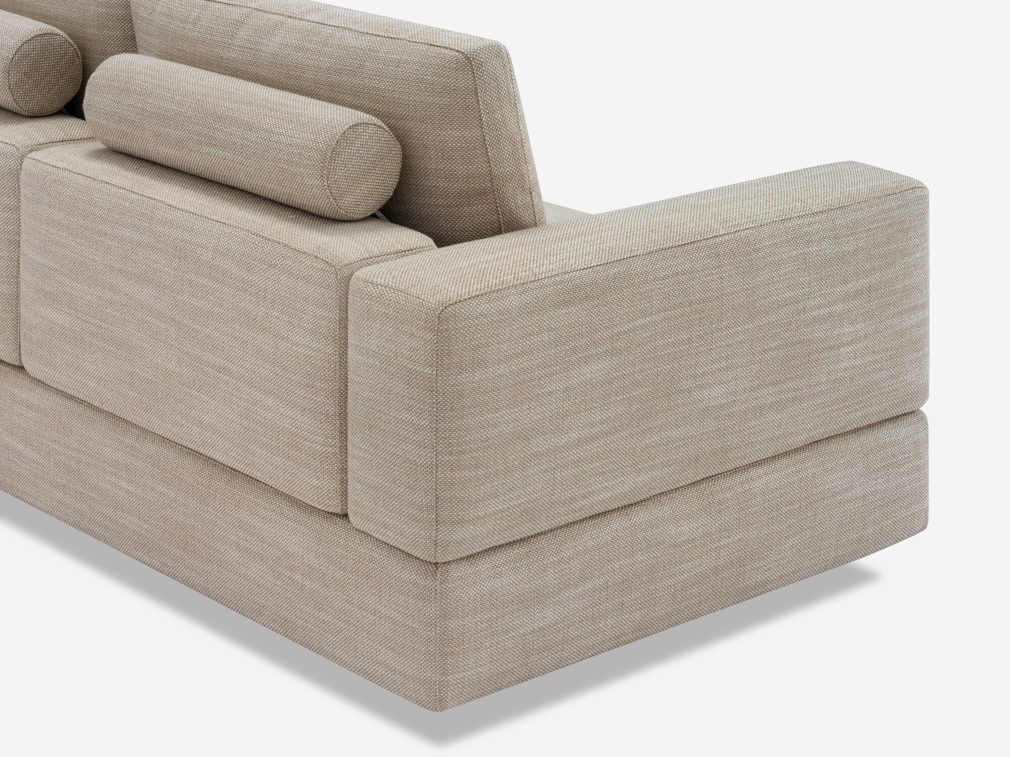 Modern beige sofa back angle detail view