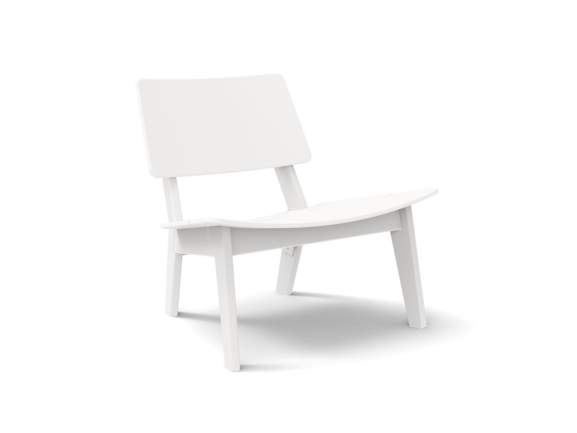 Angled view of the Lago patio lounge chair in cloud white