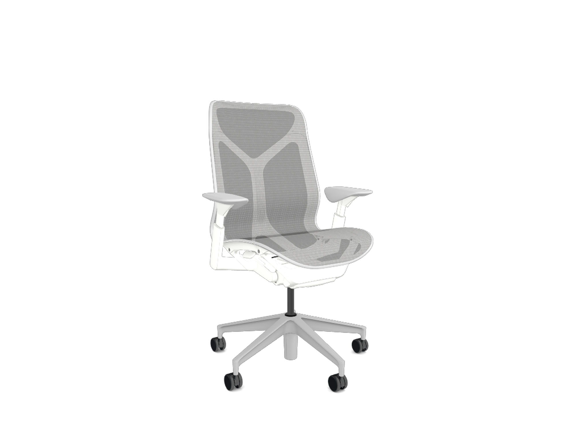 Front view of high back adjustable arms white cosm ergonomic office chair