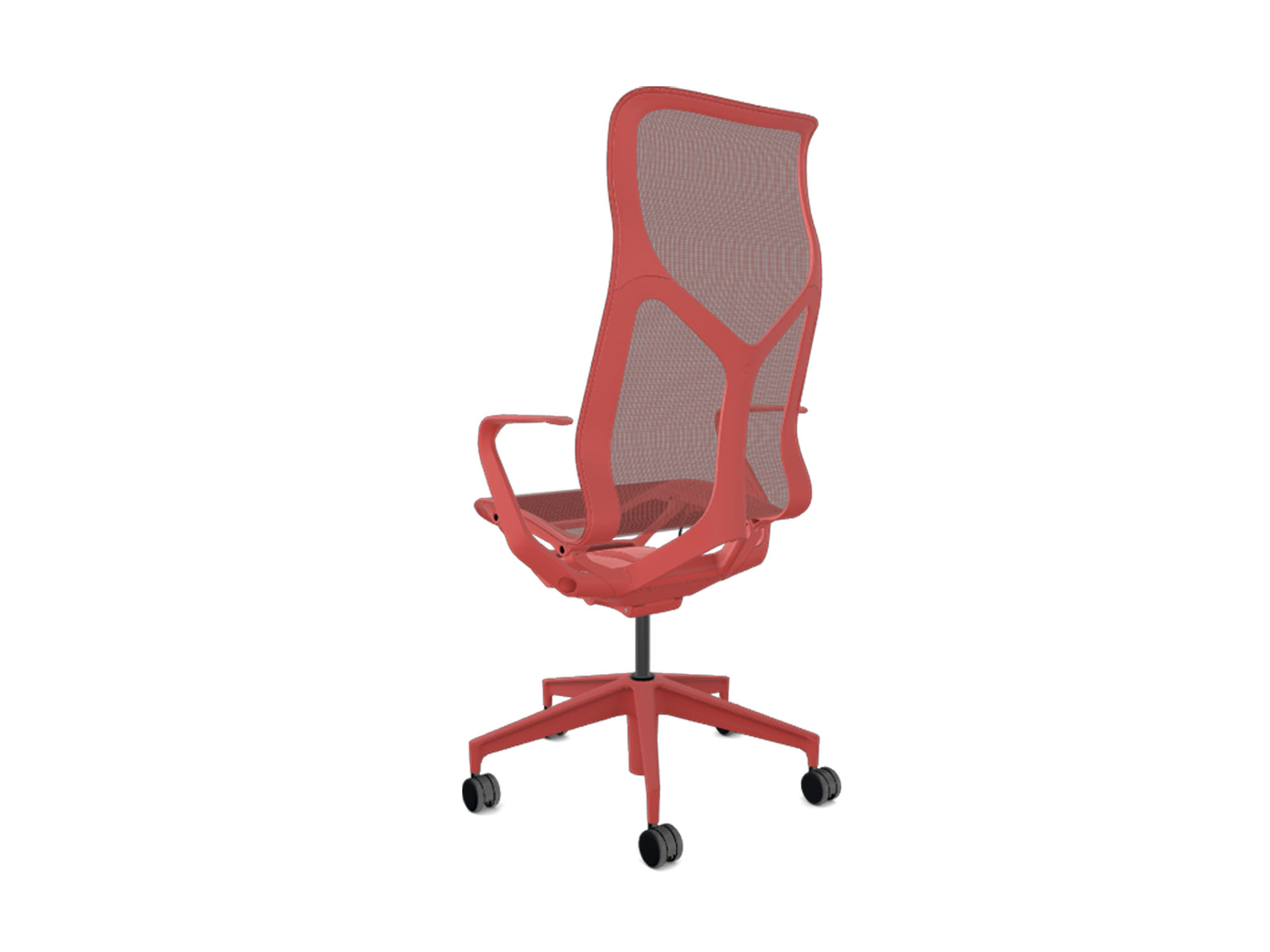 High back red cosm ergonomic office chair back angle view