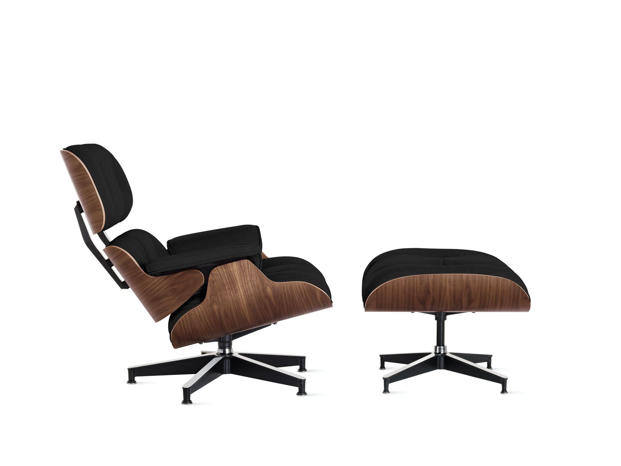 Eames Lounge Chair and Ottoman in Obsidian Black side view