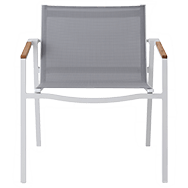 Grey and white outdoor lounge chair front view