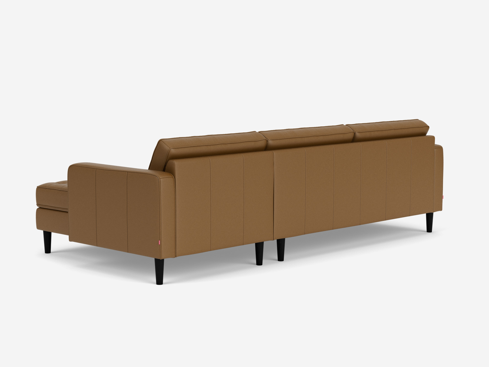 Back view of the  Reverie modern sectional sleeper sofa in brown leather