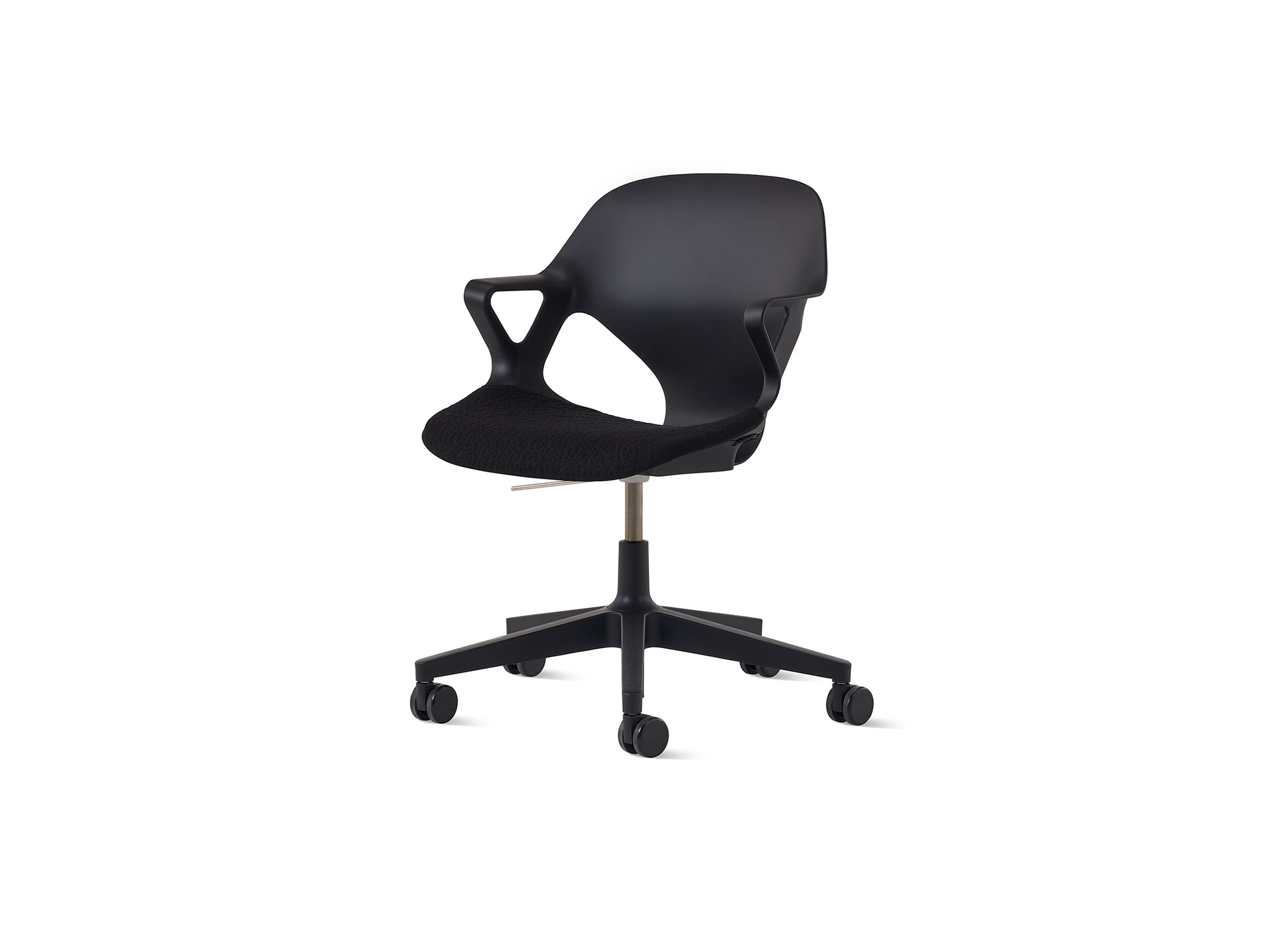 Black Zeph armchair with black cushion front angle view