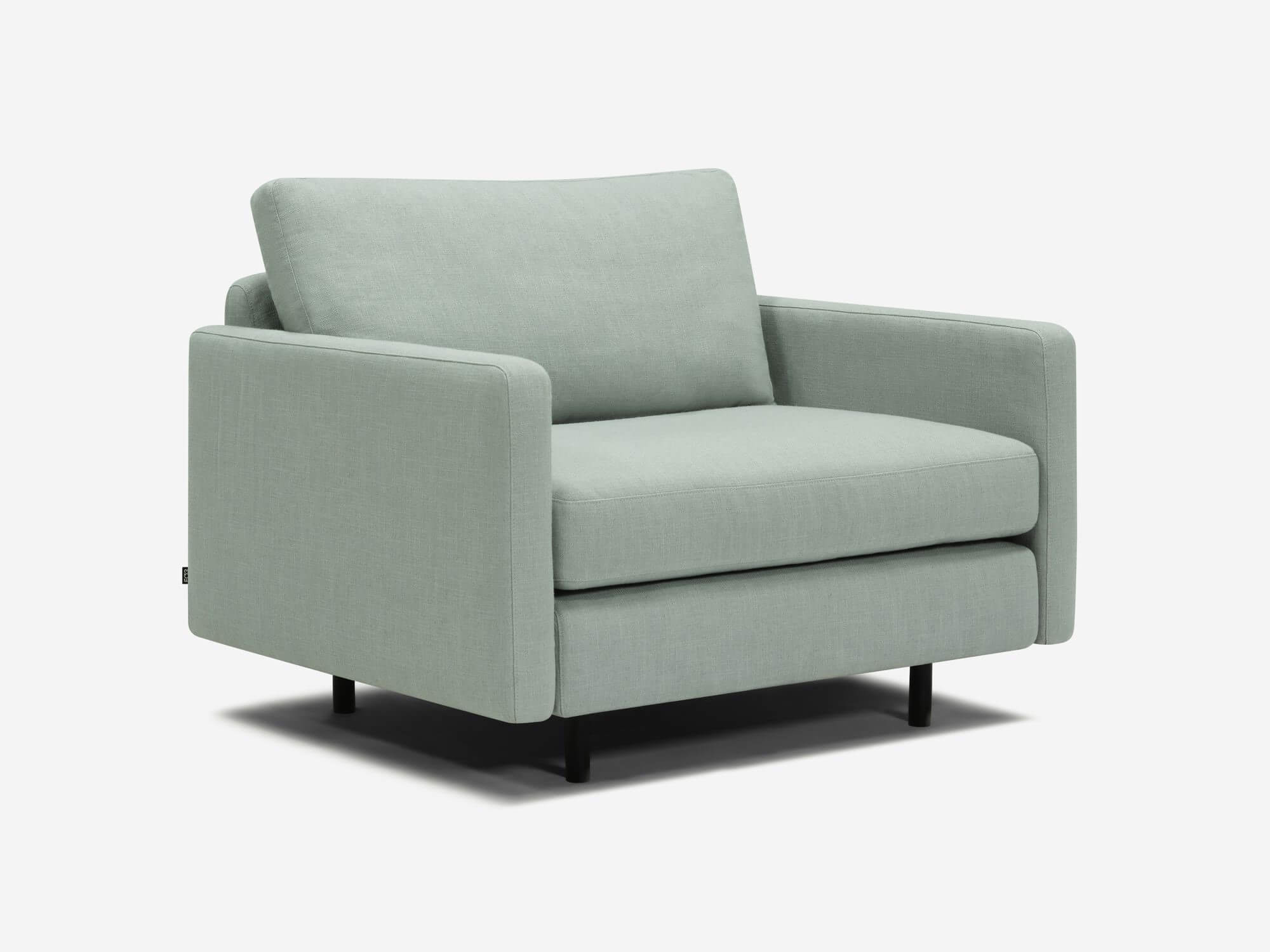 Teal armchair front angle view