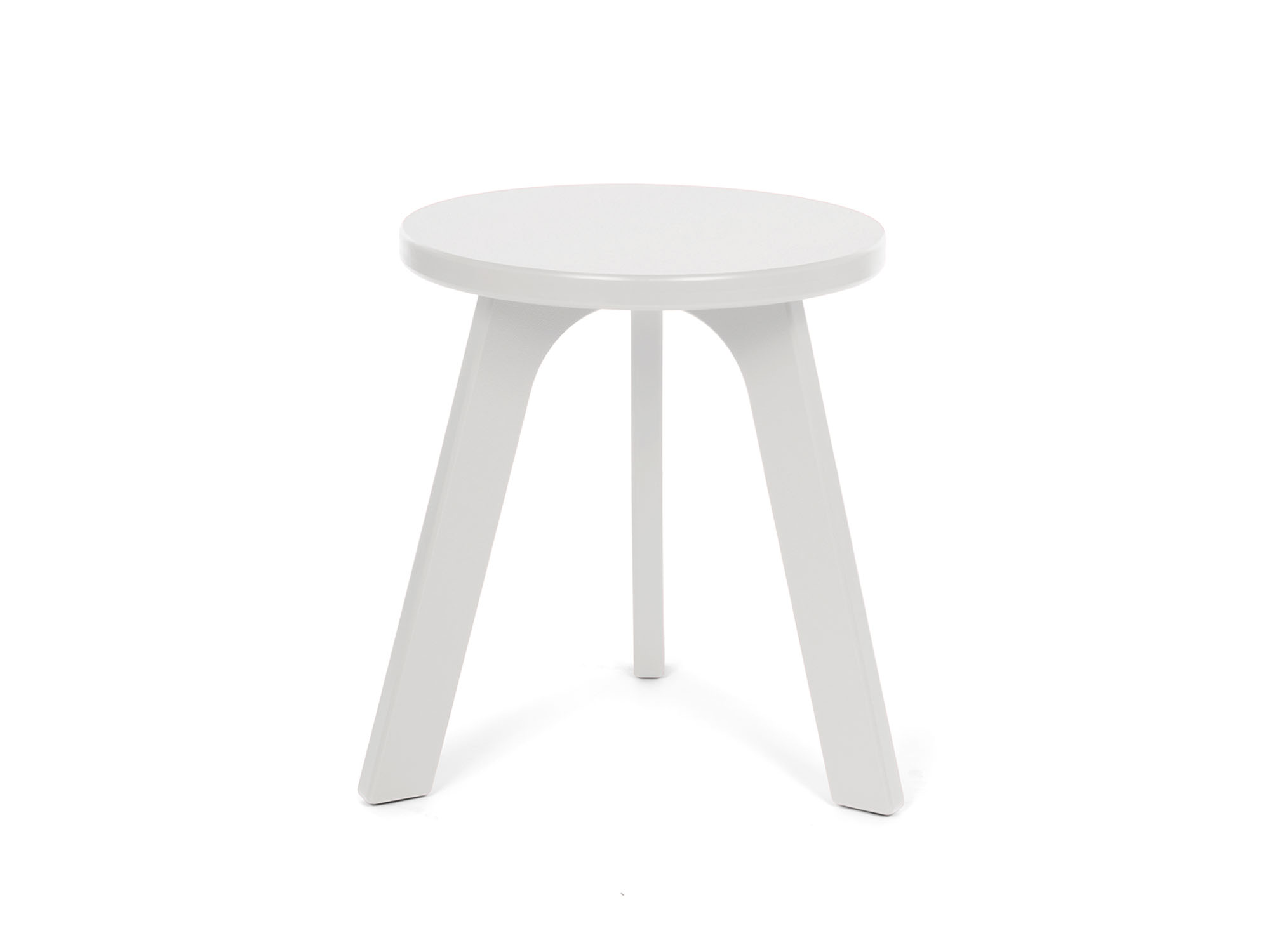 Front view of the Loll outdoor milk stool in cloud white