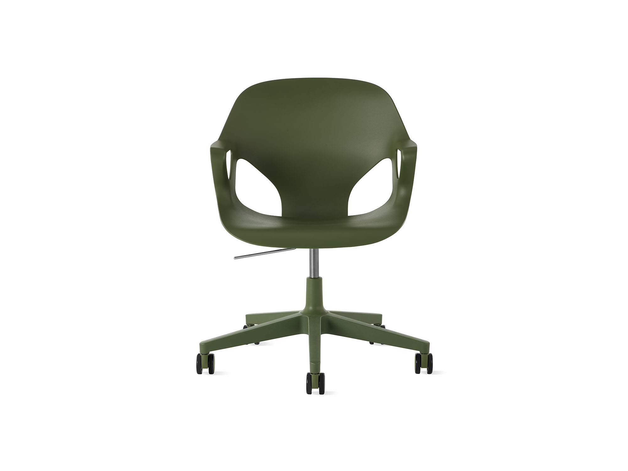 Olive Zeph armchair with no cushion front view