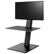 Front angle view of black sit stand desk