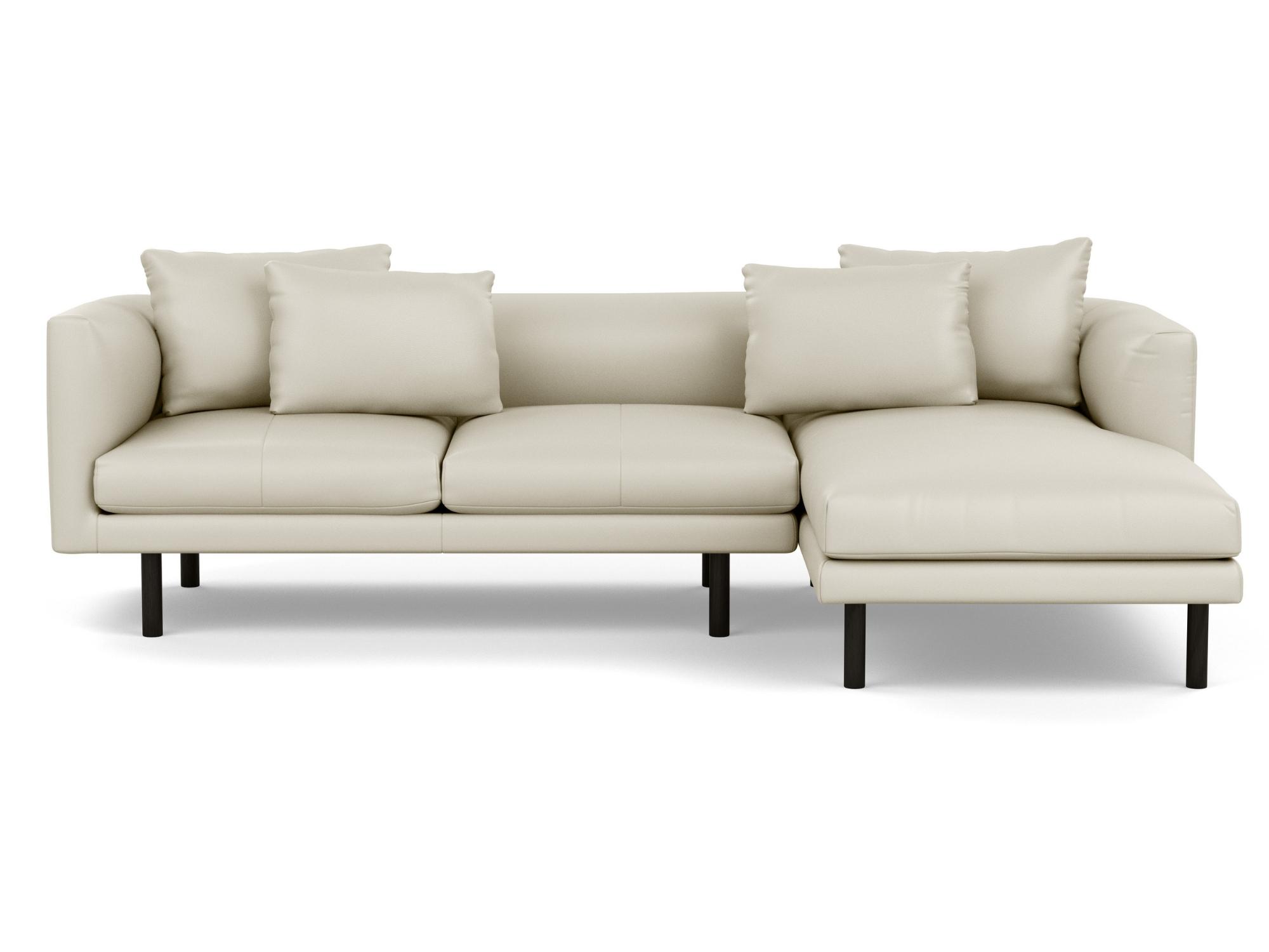 Front view of the Replay 2-piece modular sofa in pale gray fabric