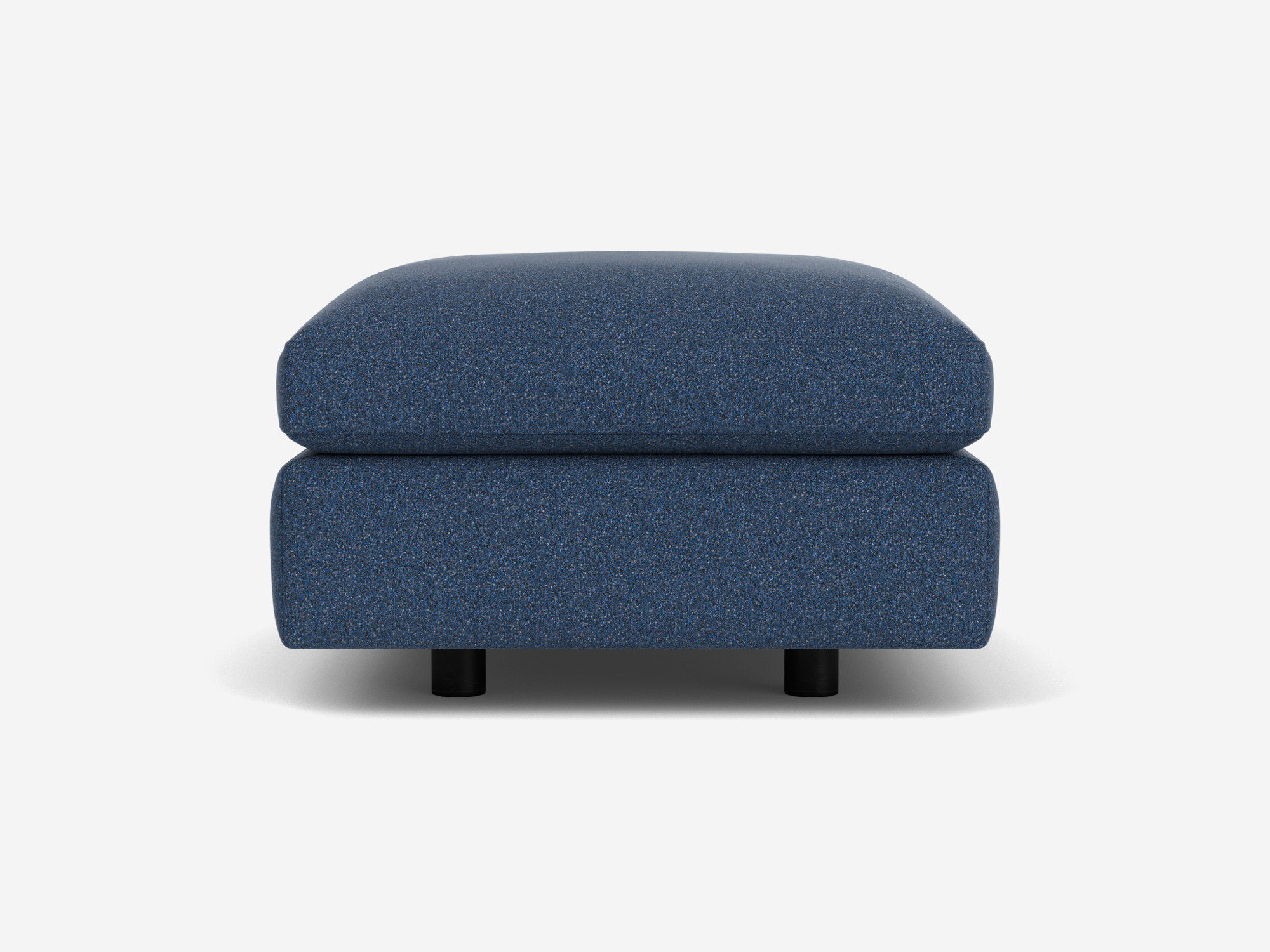 Left side view of blue rectangular ottoman
