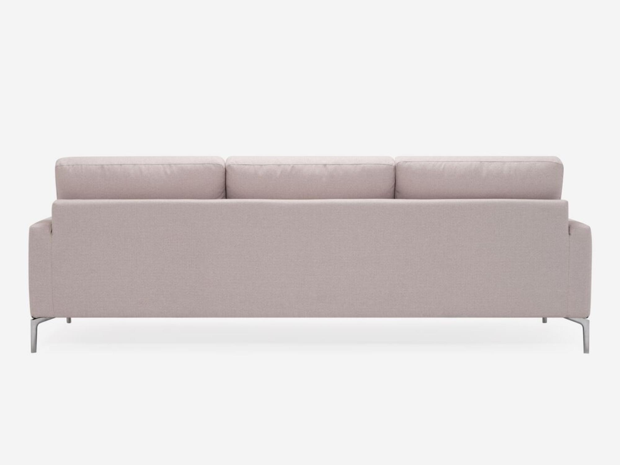 Back view of the mid century modern Eve Sofa in white fabric