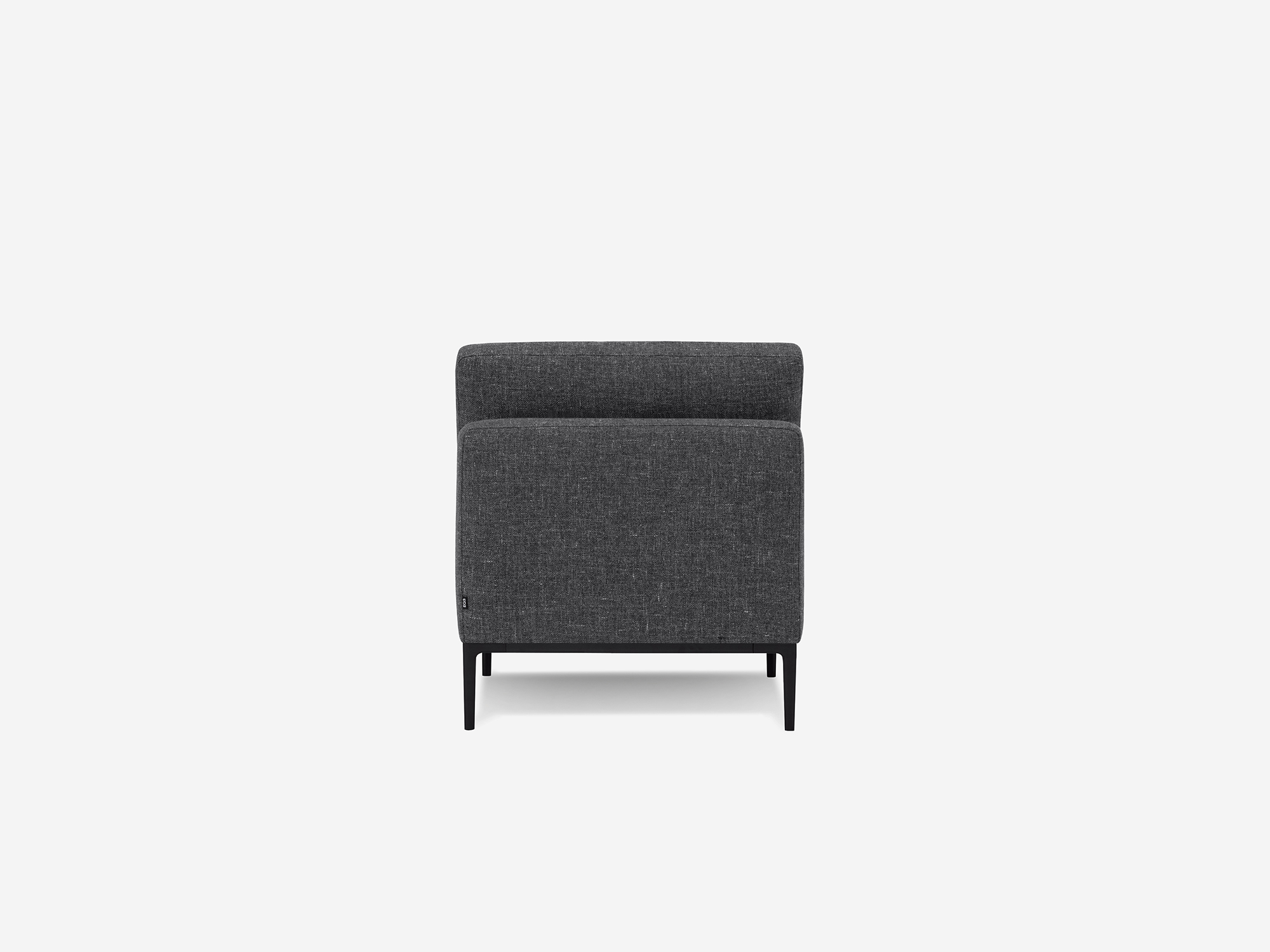  Back view grey upholstered armless chair