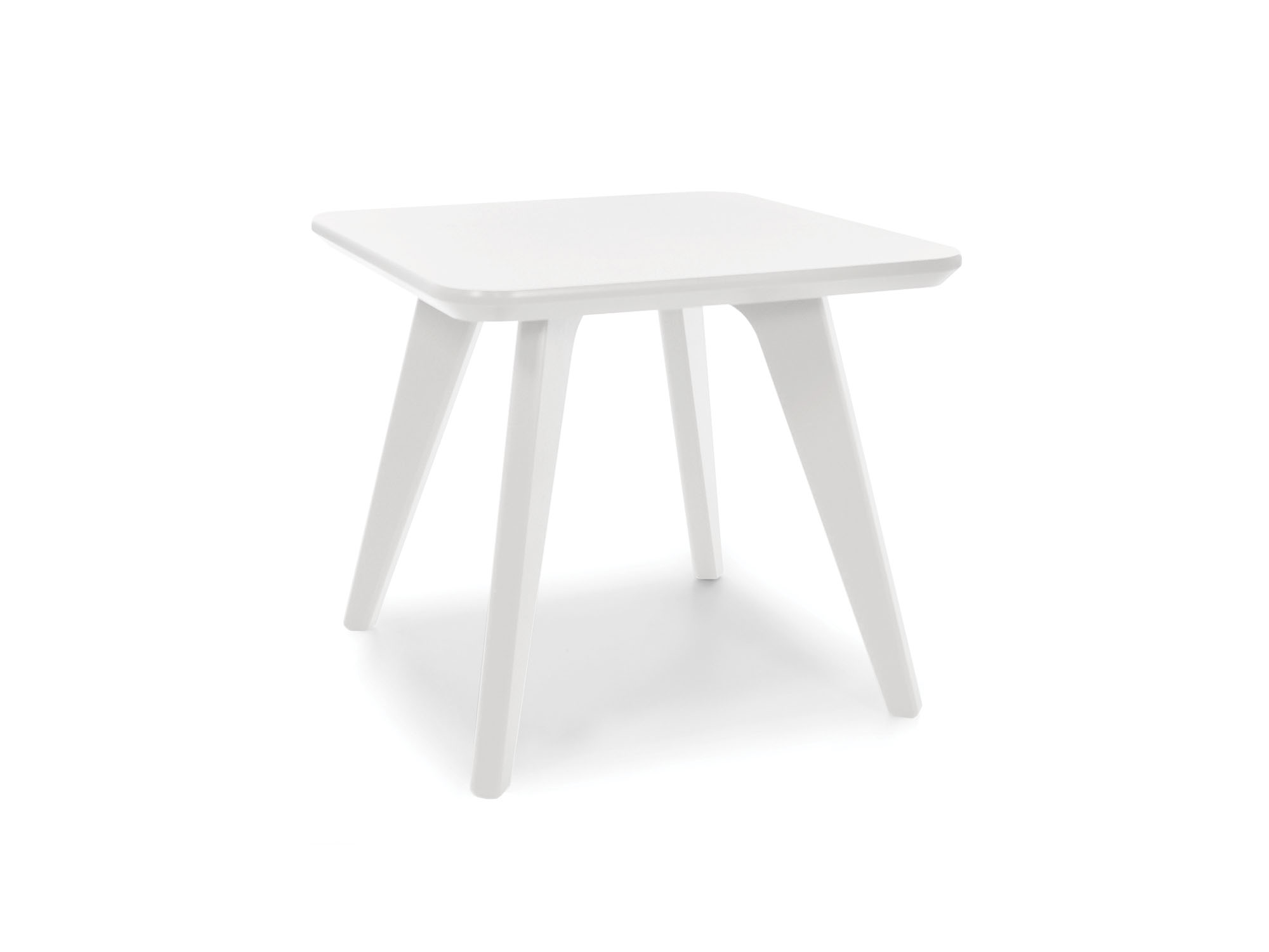 Table de bout carrée satellite de 18 po en blanc nuage vue de face