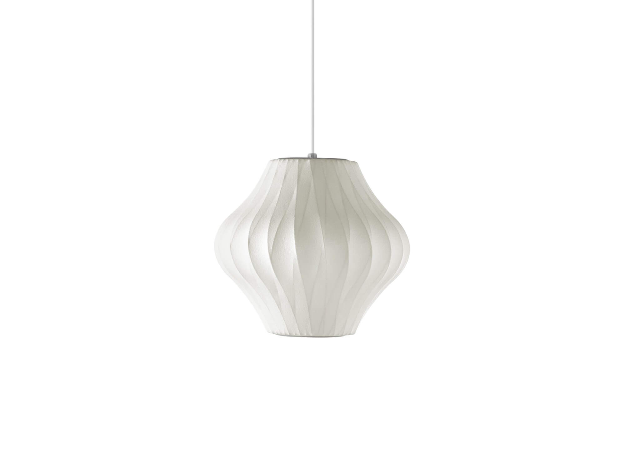 Front view of small Nelson Pear CrissCross Bubble Pendant Lamp