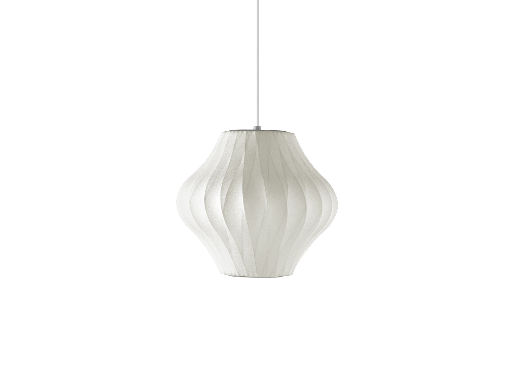 Front view of small Nelson Pear CrissCross Bubble Pendant Lamp