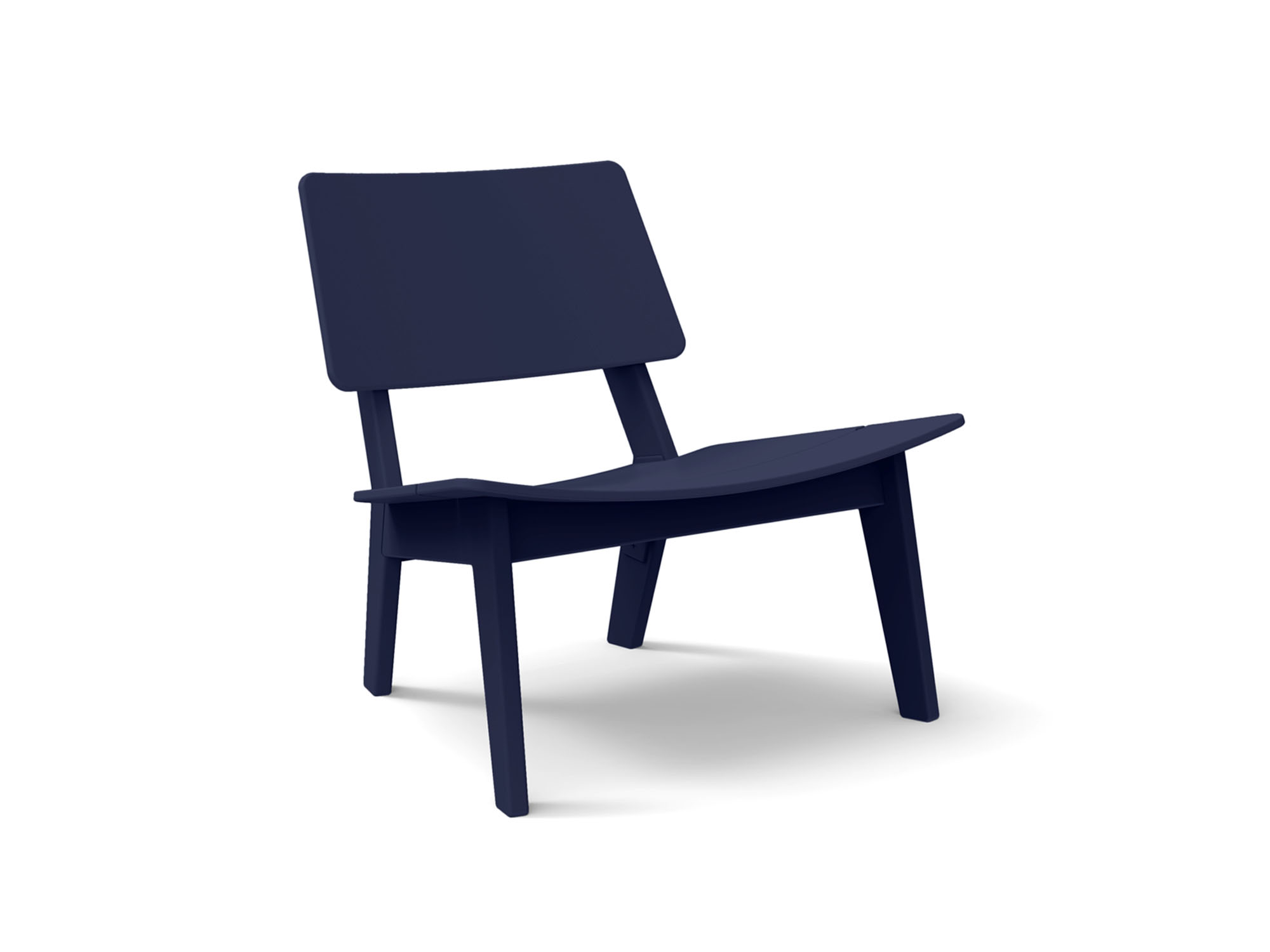 Angled view of the Lago patio lounge chair in navy blue