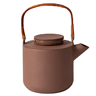 Front view of terracotta tea pot