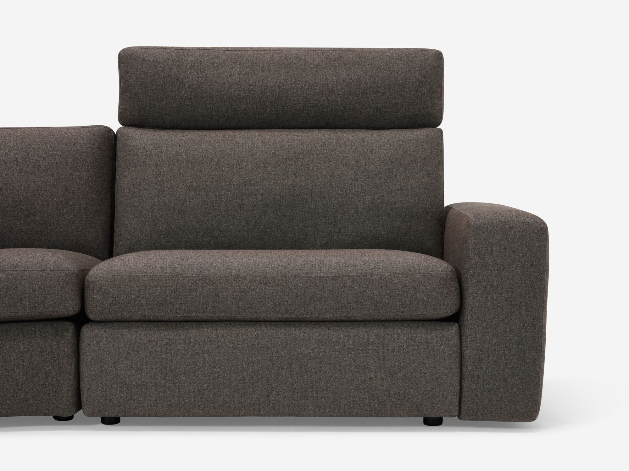 Charcoal reclining sectional front detail view