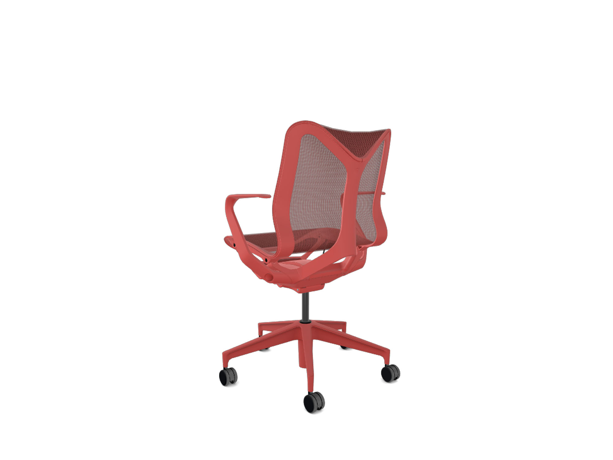 Low back red cosm ergonomic office chair back view