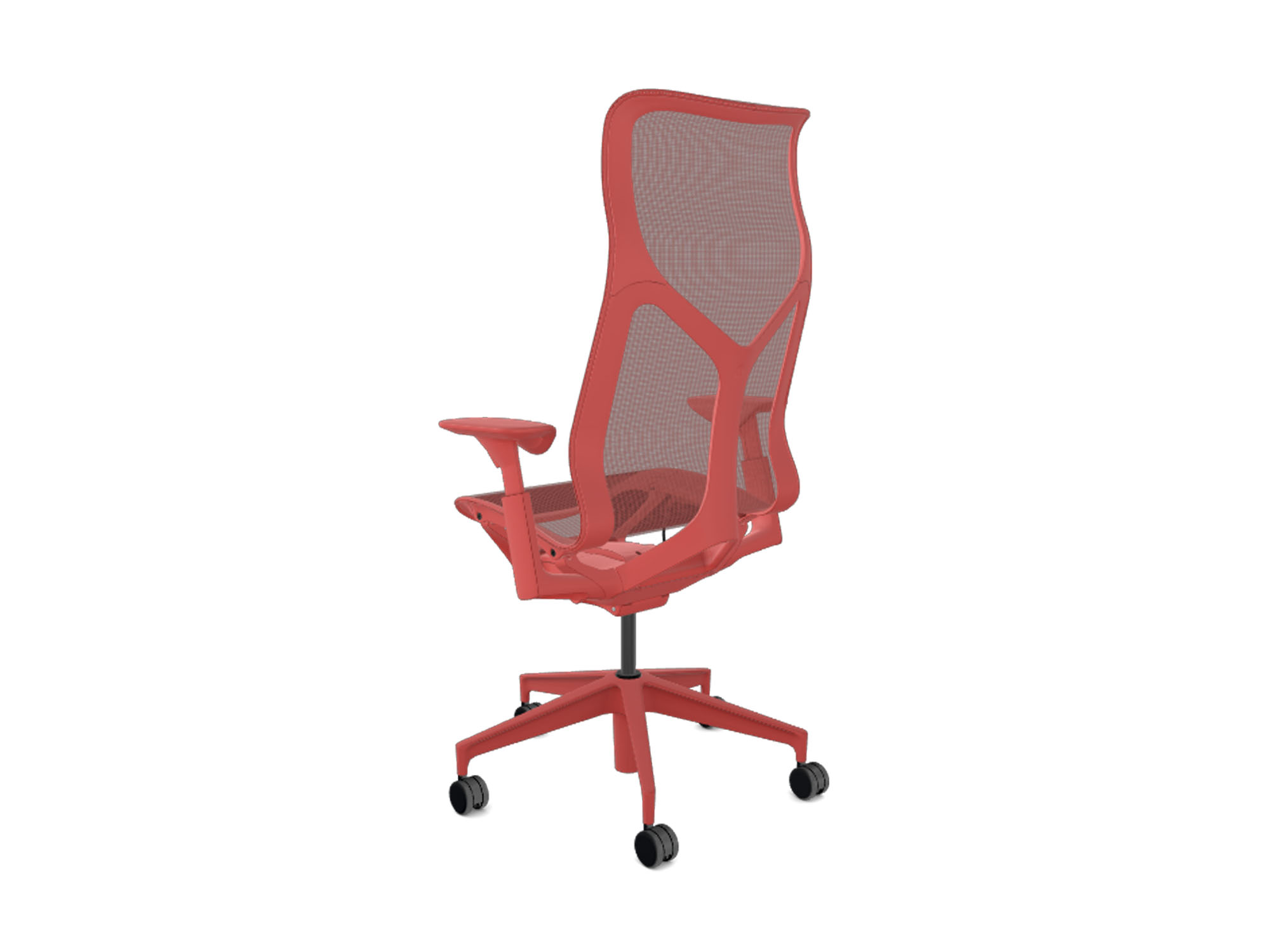 High back adjustable arms red cosm ergonomic office chair back view