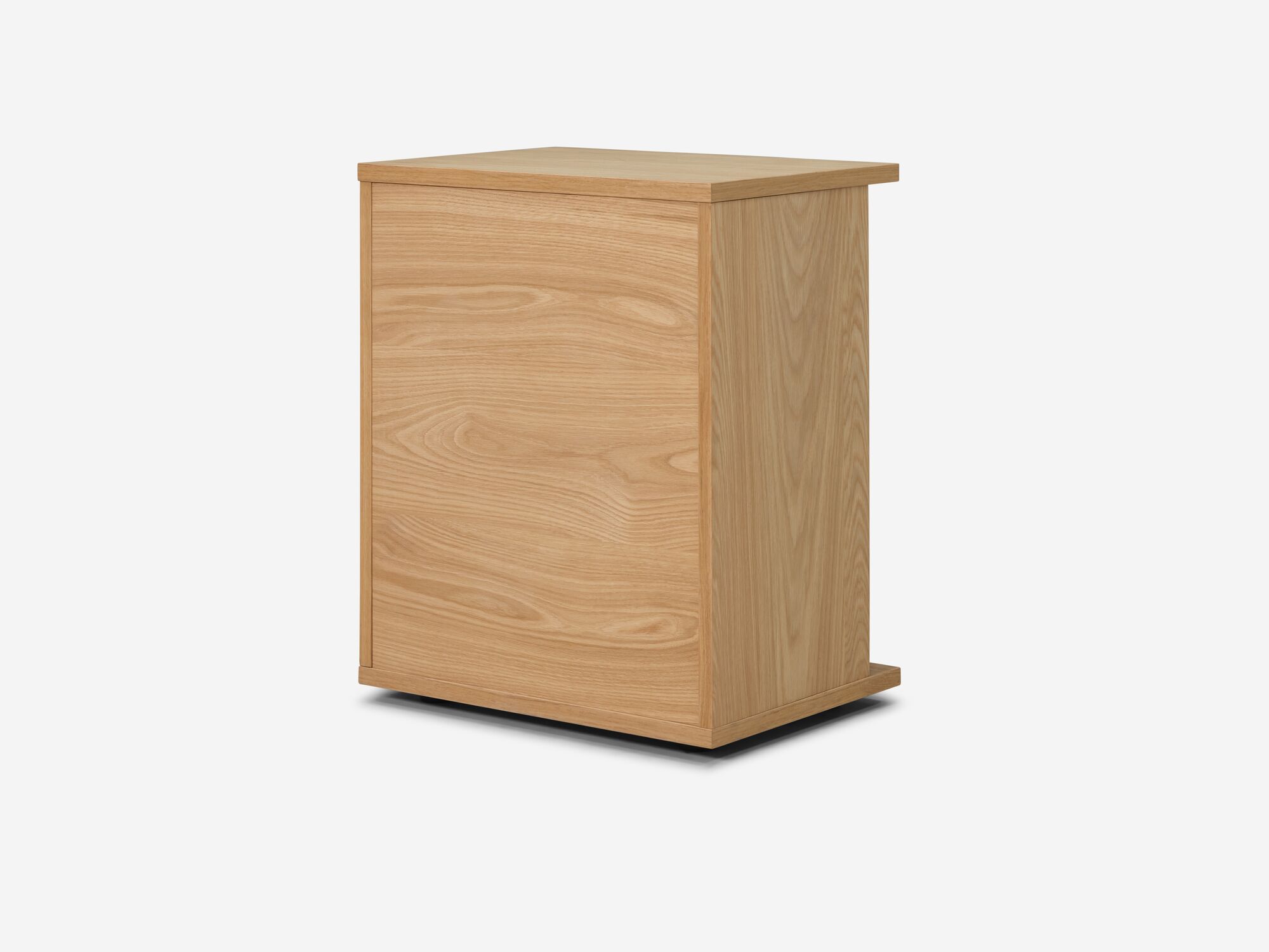 Oak bookshelf back angle view