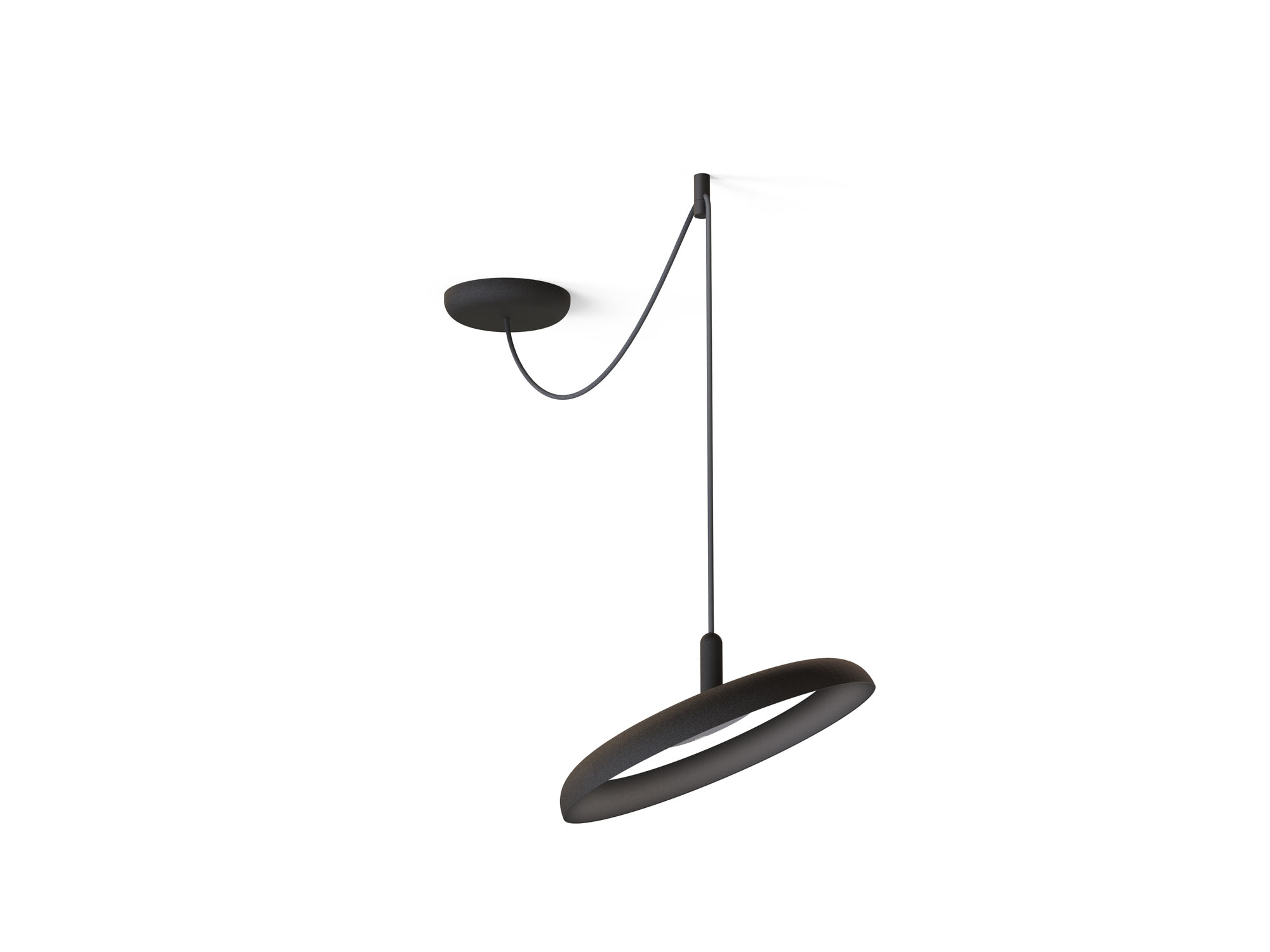 Front view of black modern pendant lamp