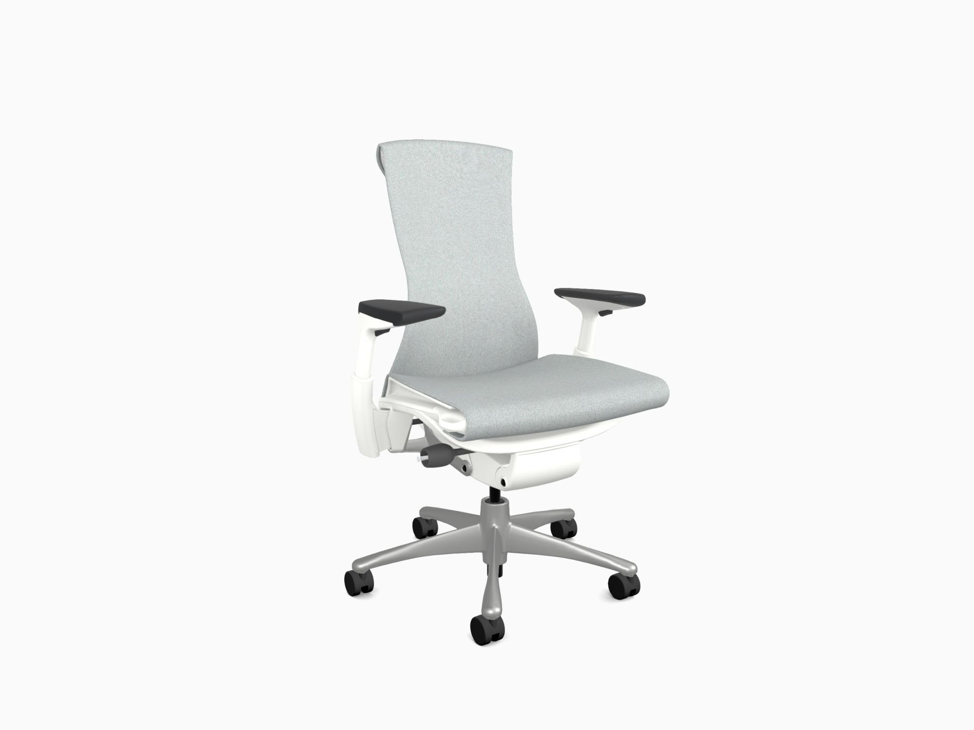 Embody office chair in Sync Dark Mineral and White front angle view