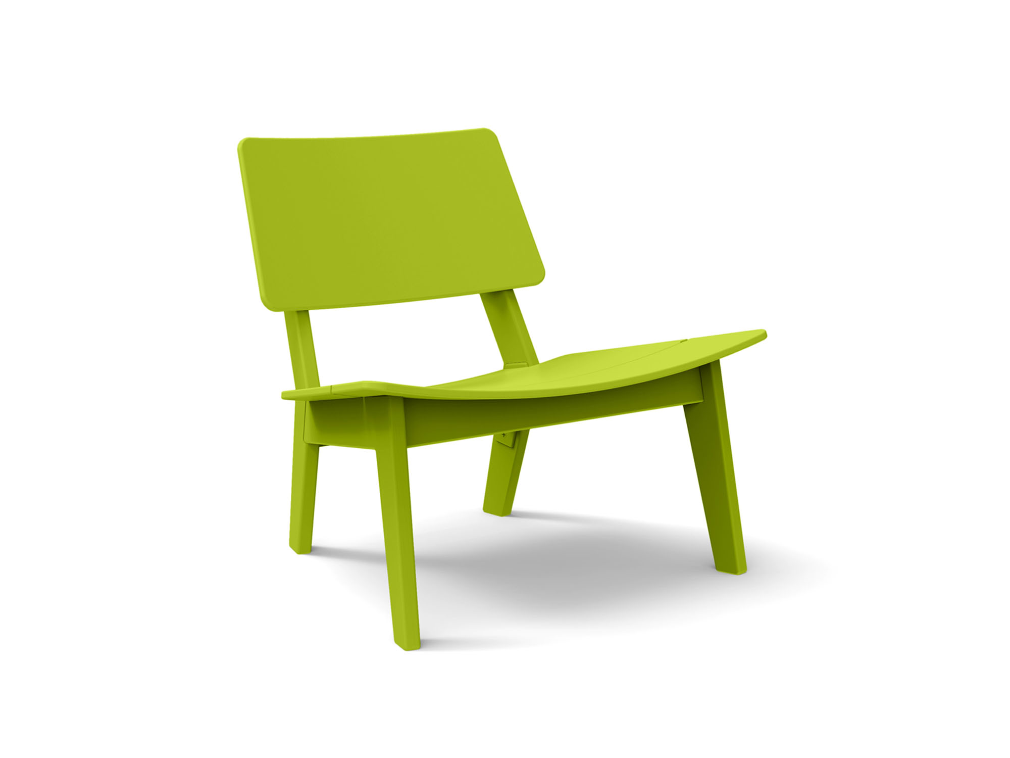 Angled view of the Lago patio lounge chair in leaf green