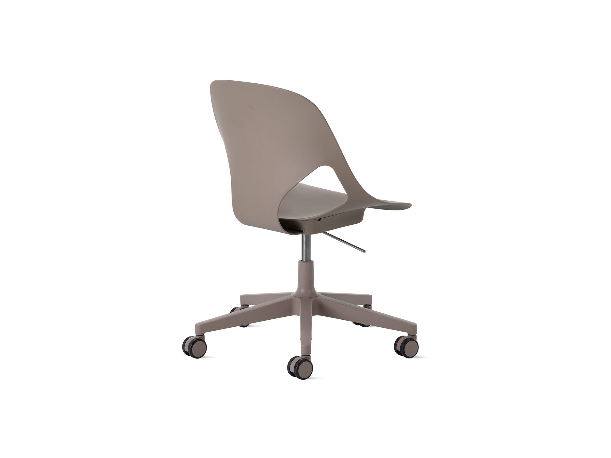 Back angle view of Cocoa Zeph Side Chair with no cushion