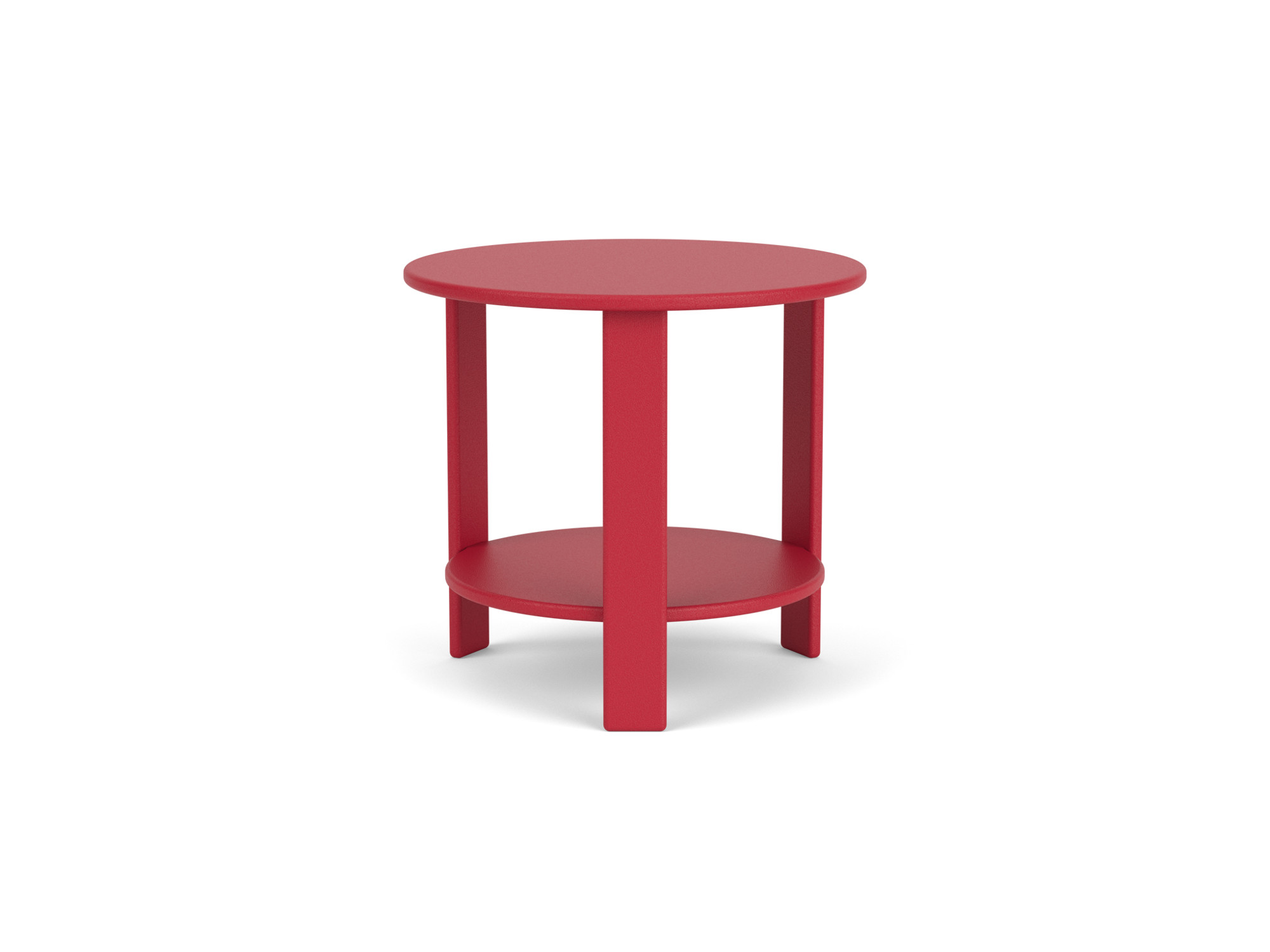 Outdoor End Table in red recycled plastic front view