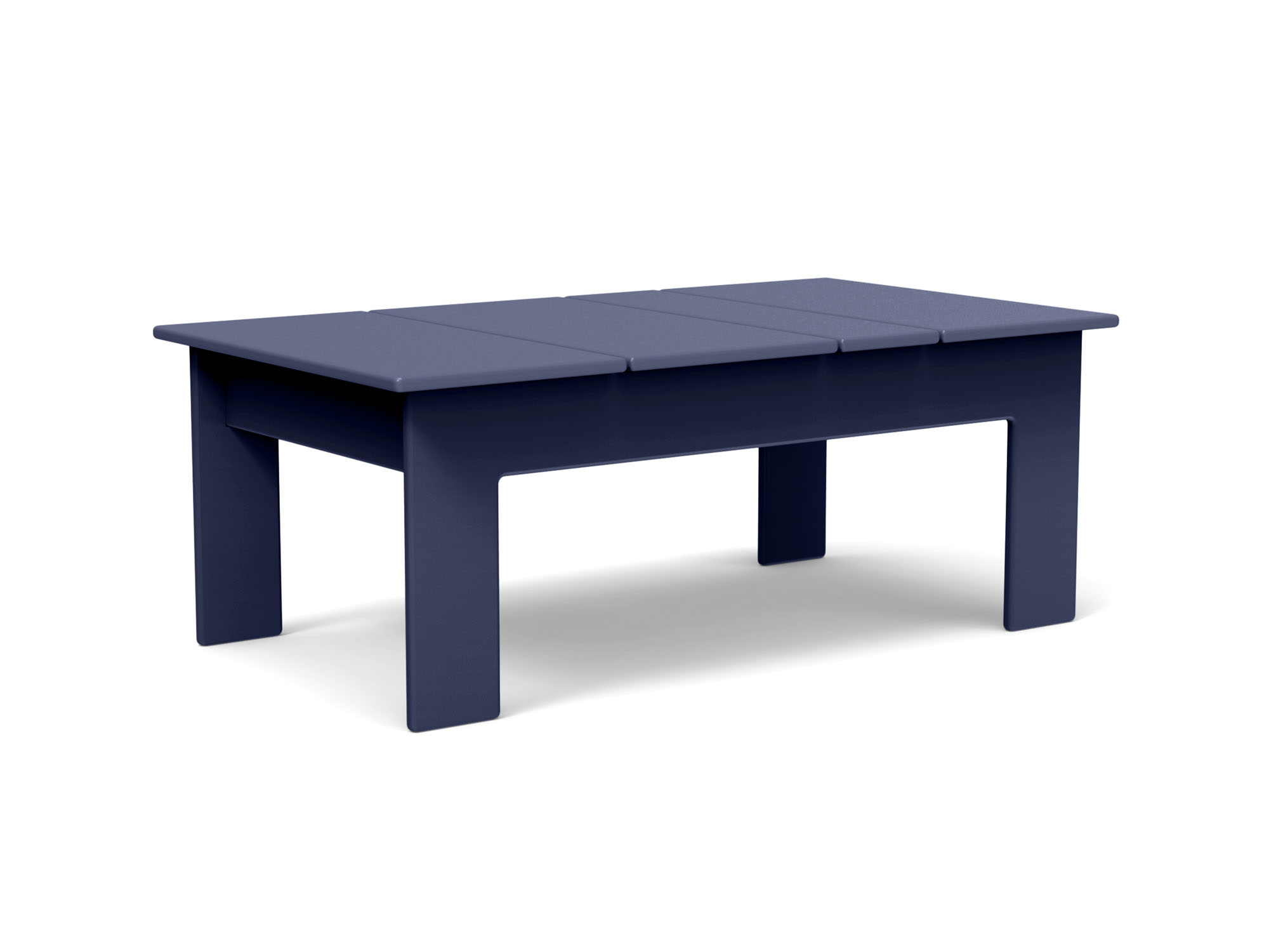 Front view of dark blue outdoor coffee table