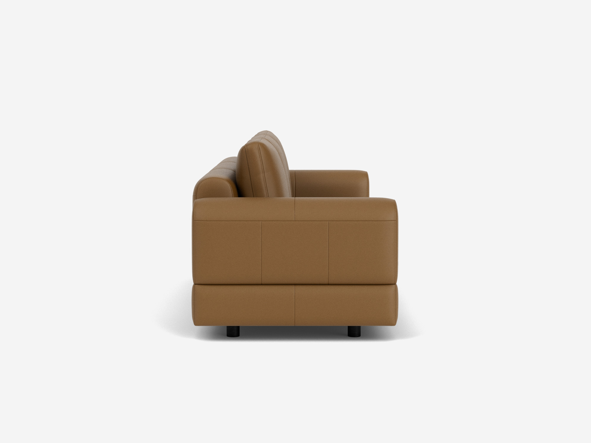 Large brown leather sofa left side view
