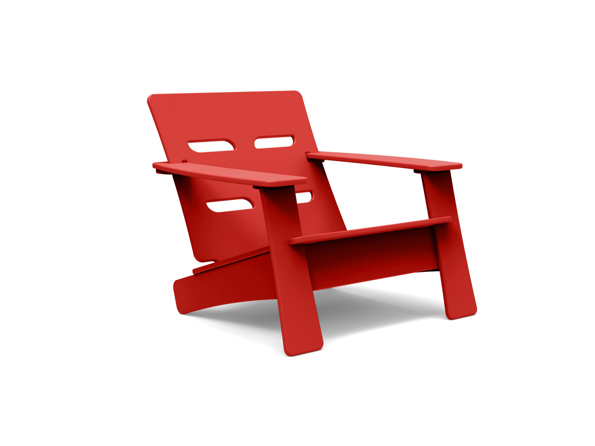 Angled view of the Cabrio outdoor Chair in apple red