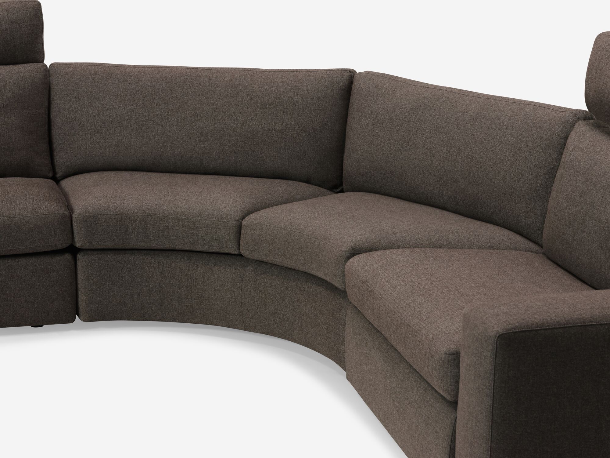 Charcoal reclining sectional curve detail view
