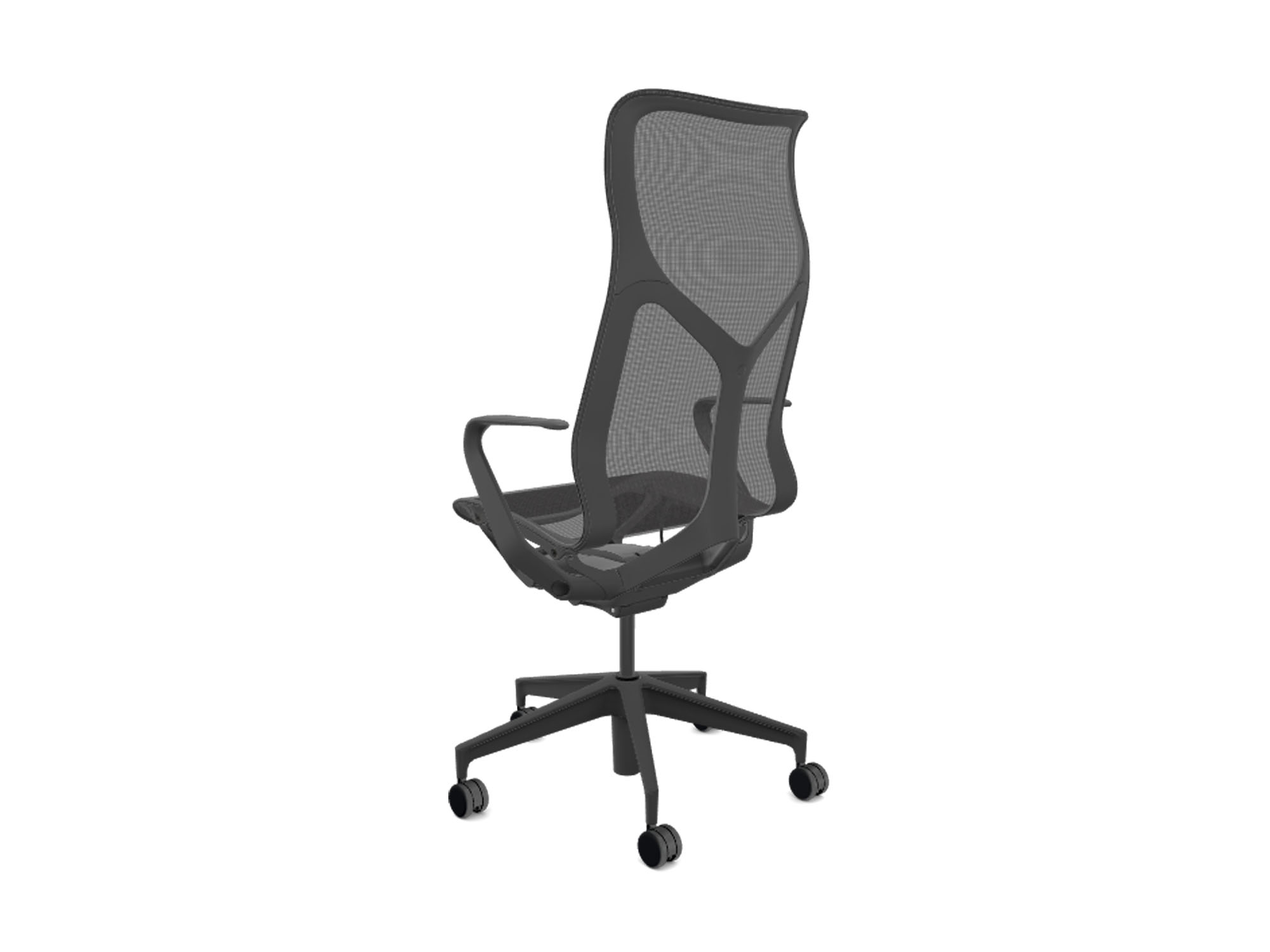 High back graphite fixed arms cosm ergonomic office chair back view