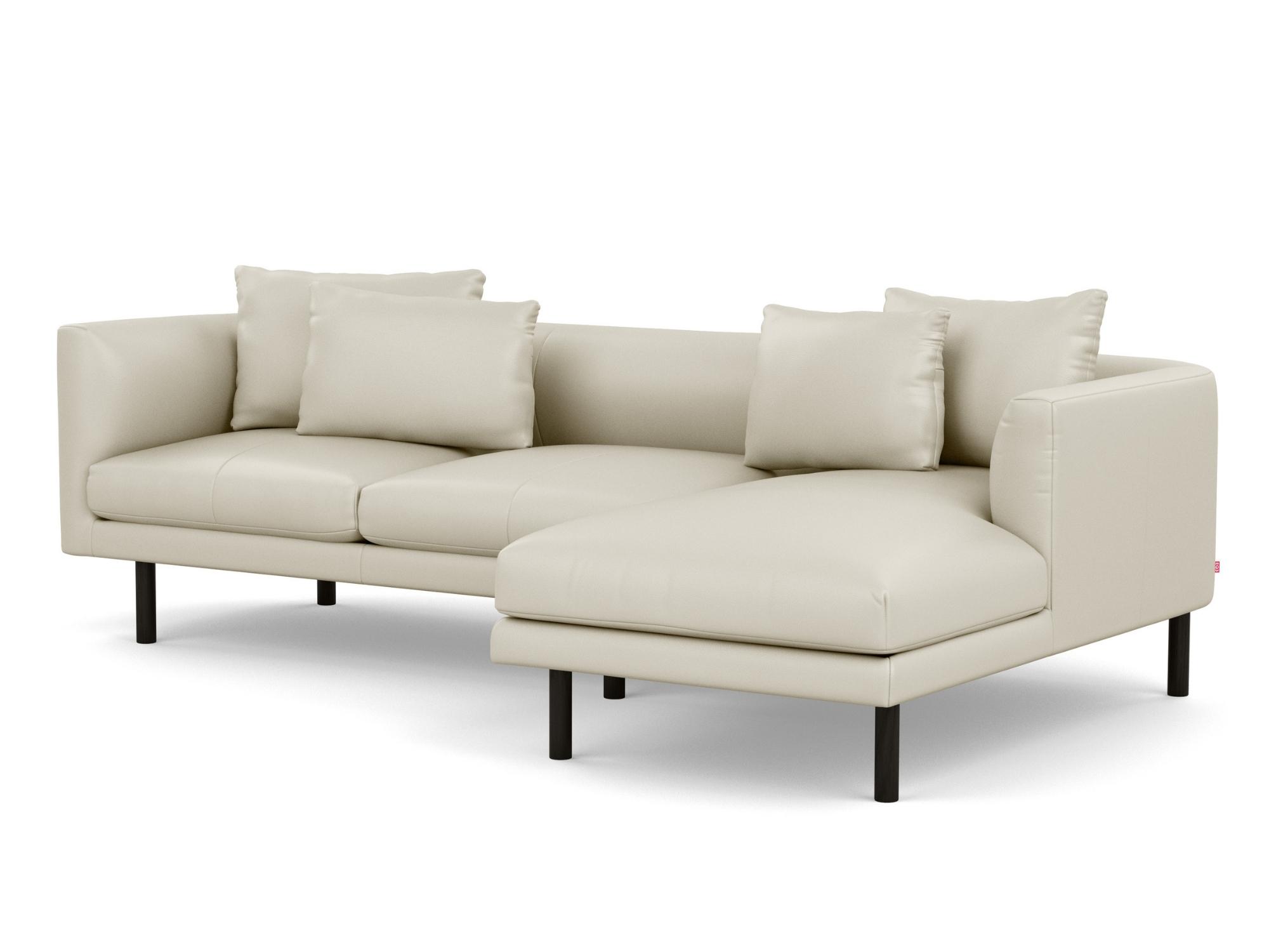 Detail view of the Replay 2-piece modular sofa in pale gray fabric