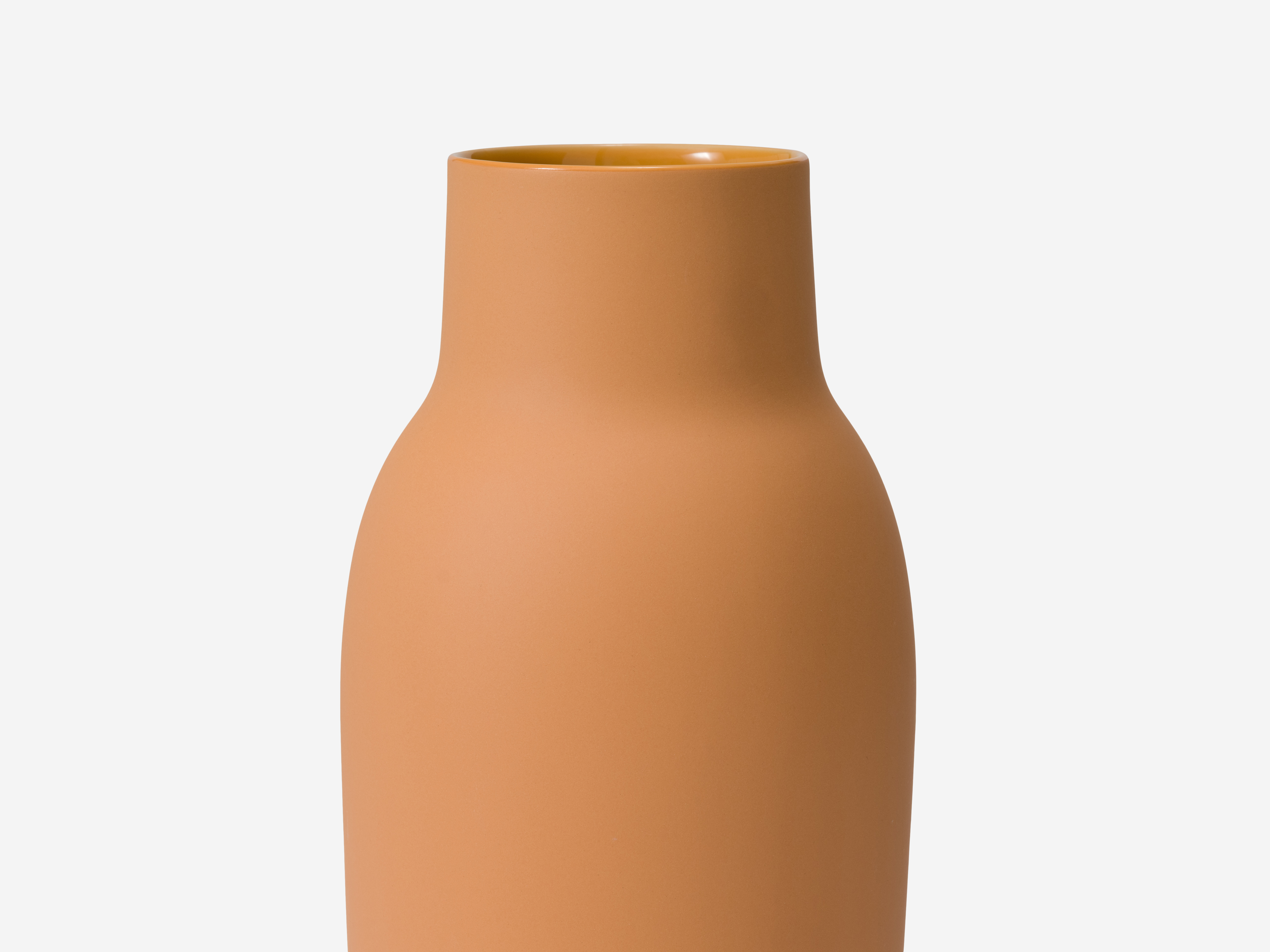 Extra large orange ceramic vase detail view