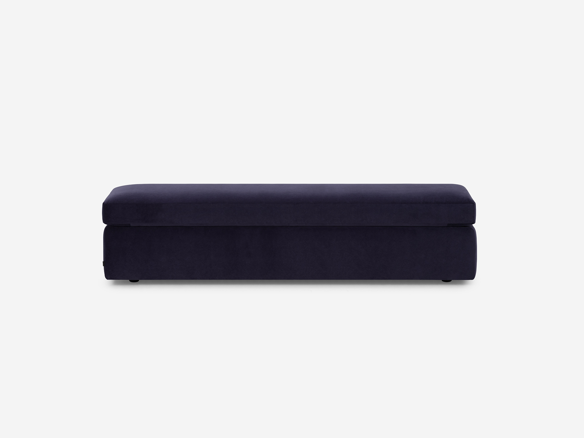 Front view of the Cello large velvet storage bench ottoman