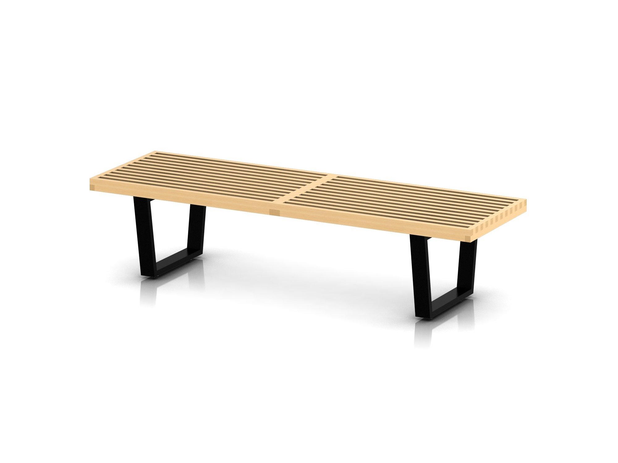 Right angle view of medium maple bench with wood legs