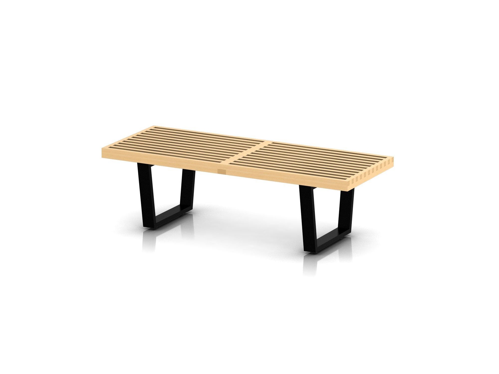 Left angle view of small maple bench with wood legs