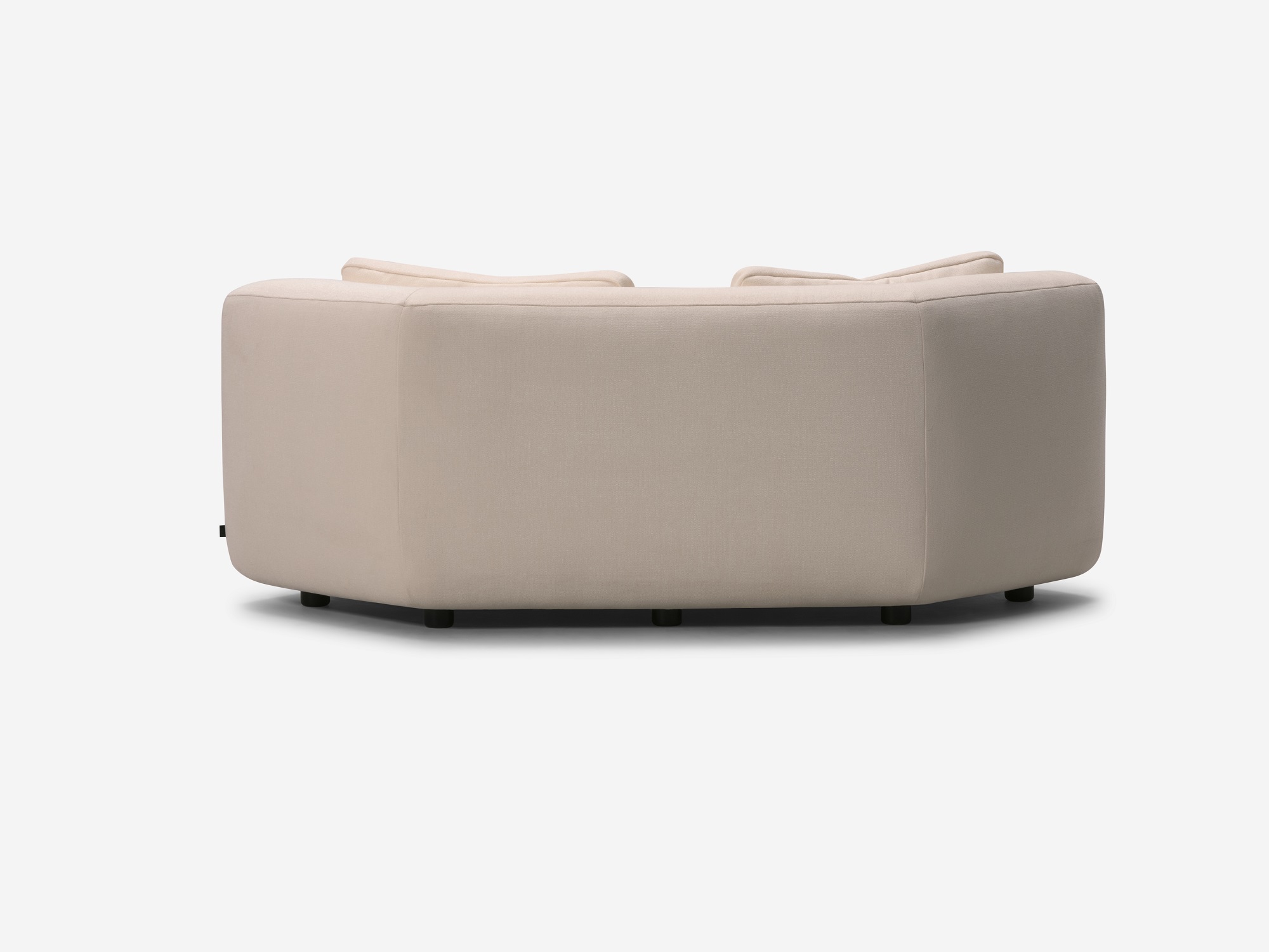Beige rounded corner chair back view