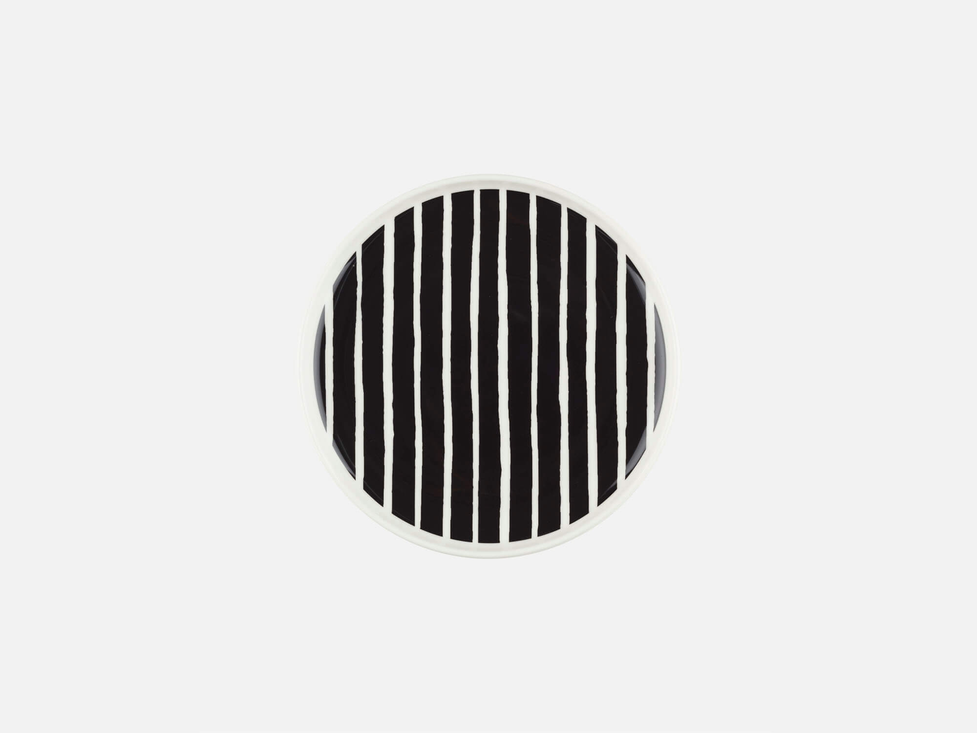 top down view of a marimekko piccolo pattern dinner plate