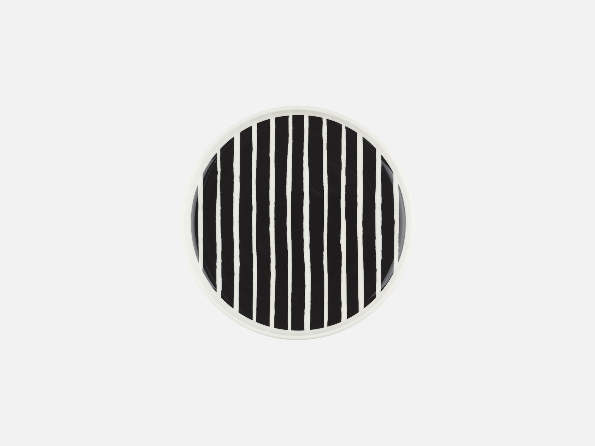 top down view of a marimekko piccolo pattern dinner plate