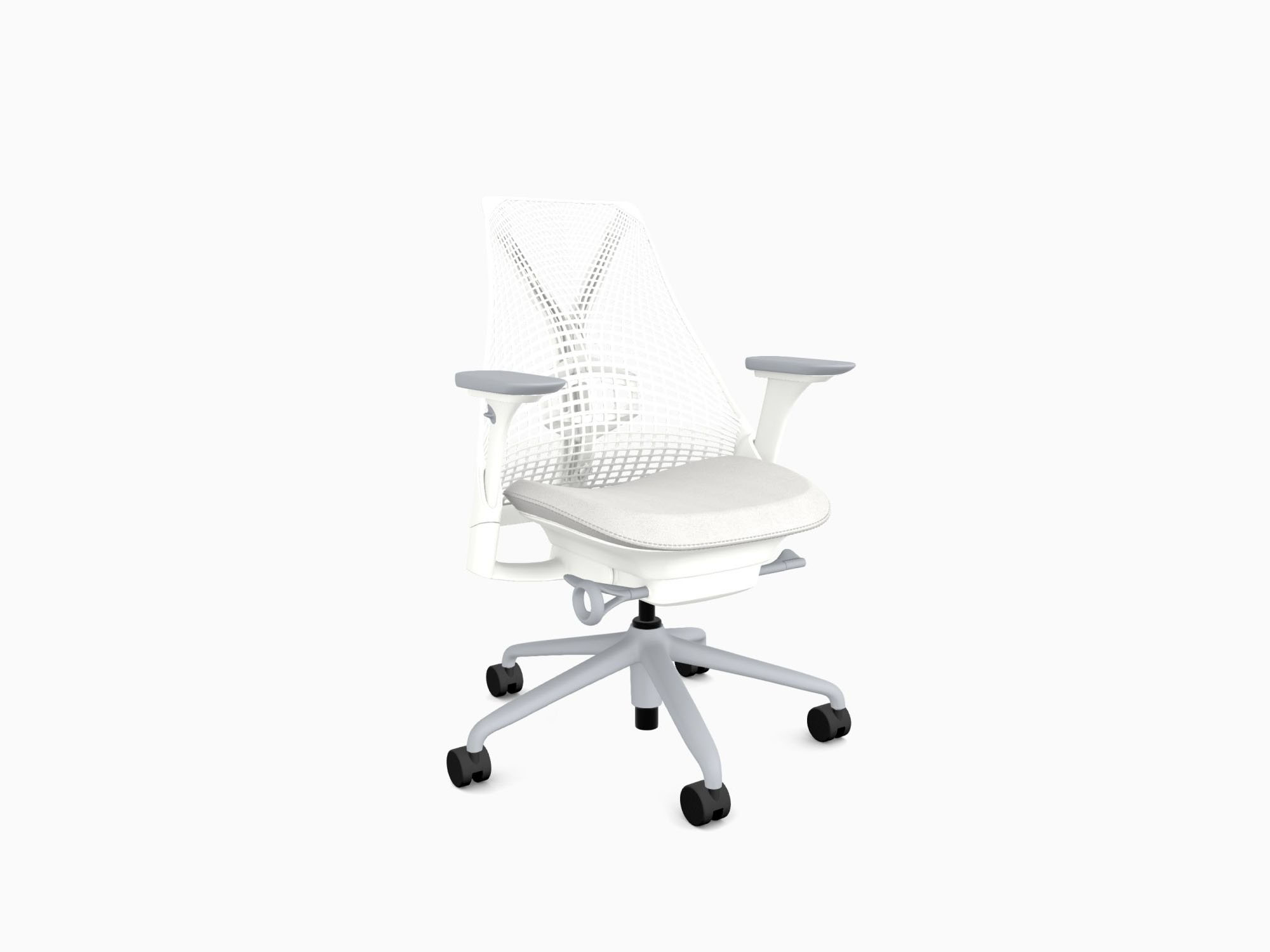 Herman Miller office chair with fog base in crepe mineral front angle view