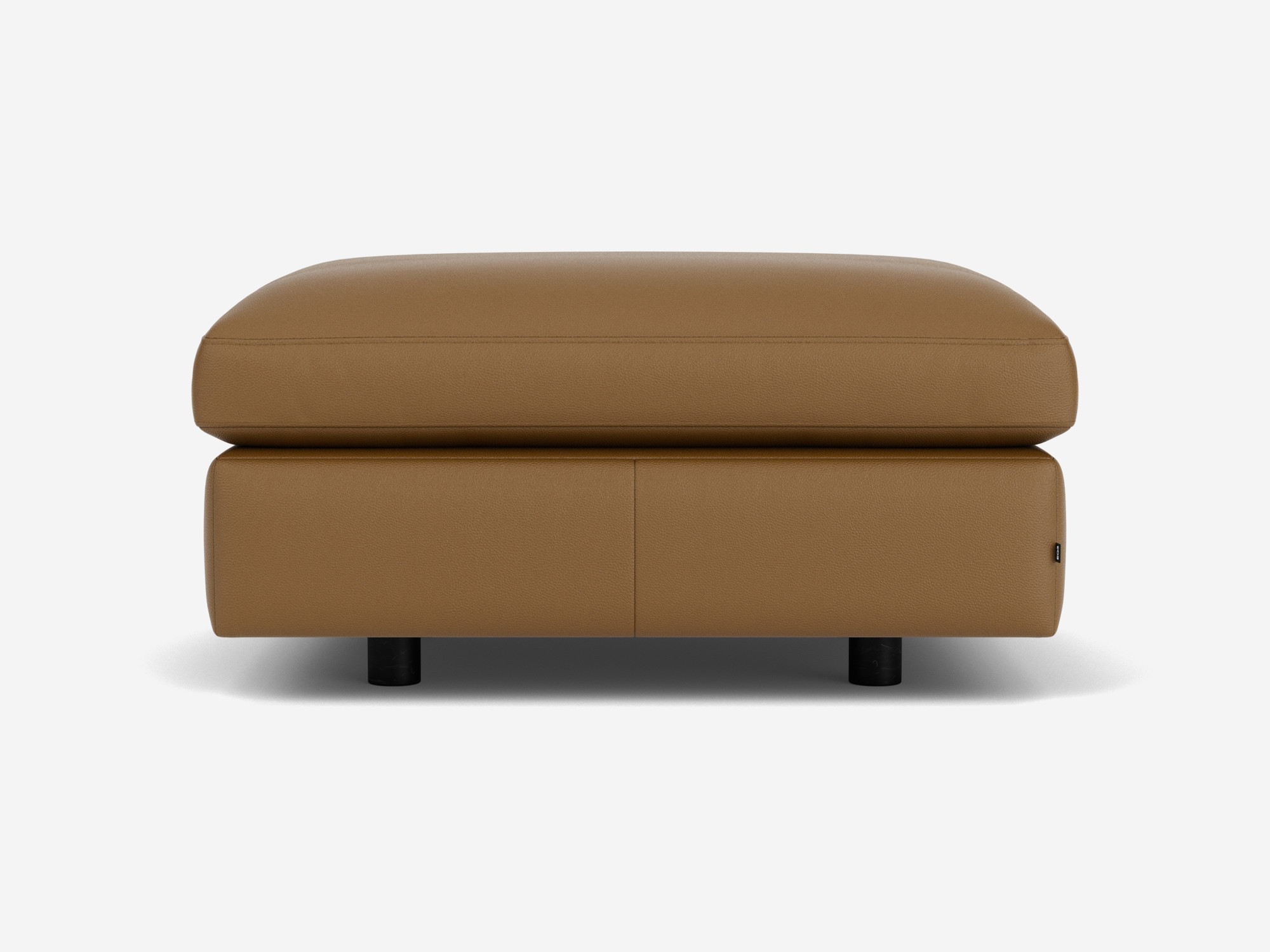 Back view of brown leather rectangular ottoman